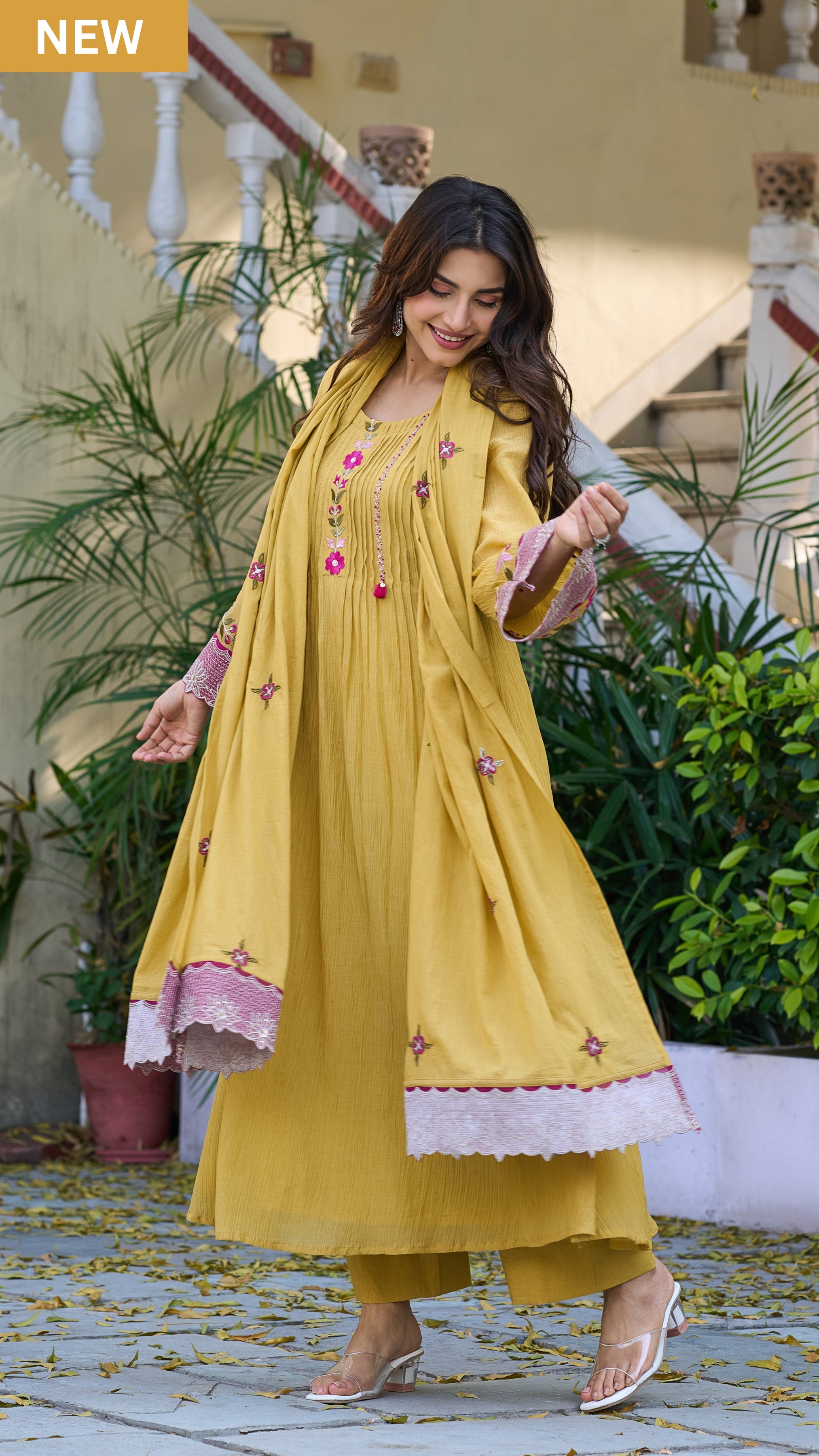 Mustard Bloom Elegance Suit Set