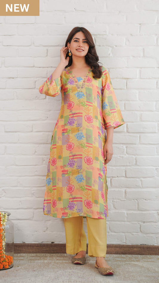 Macaroon Yellow Kurta Set