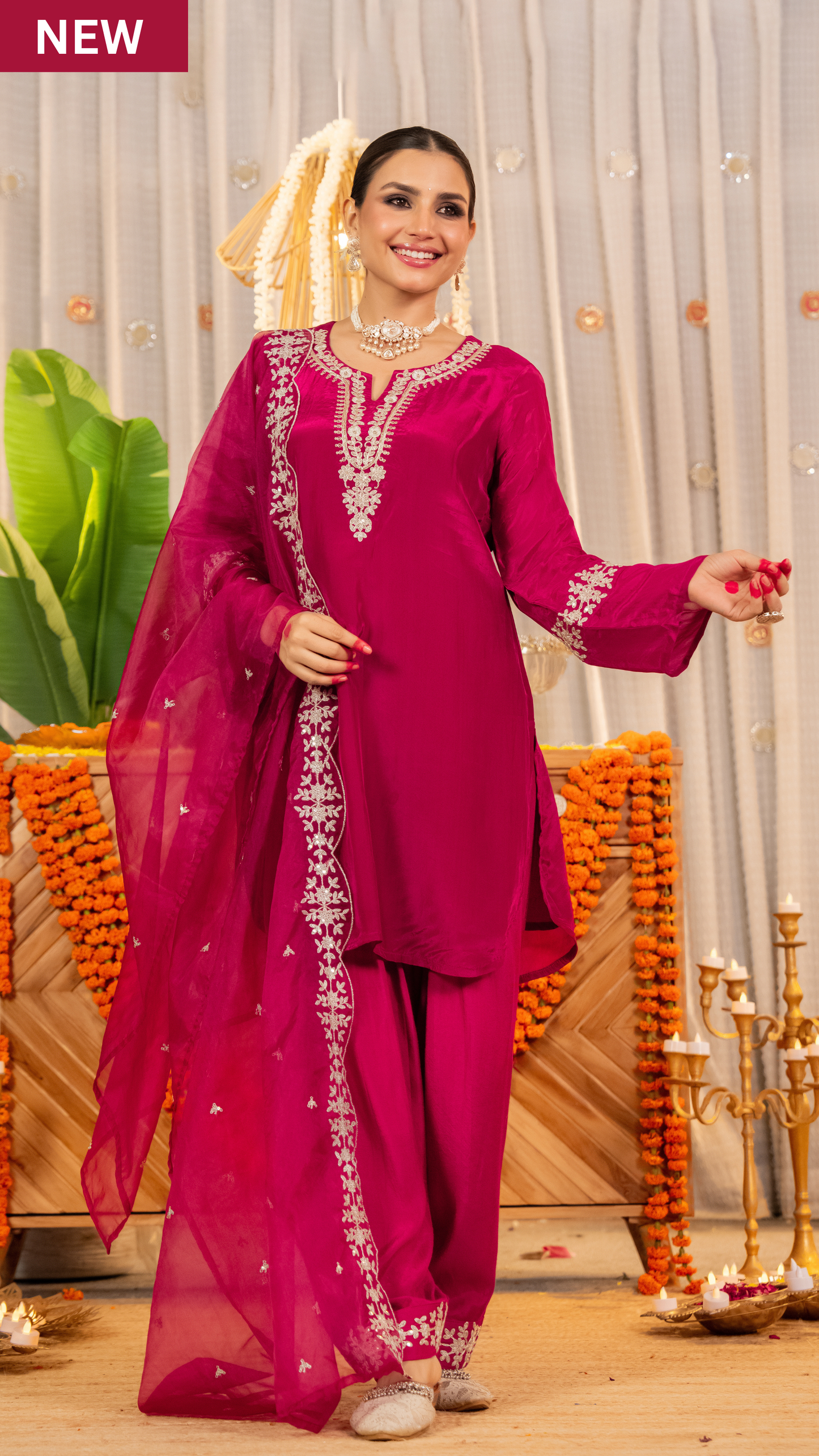 Rosette Radiance  Organza Suit Set