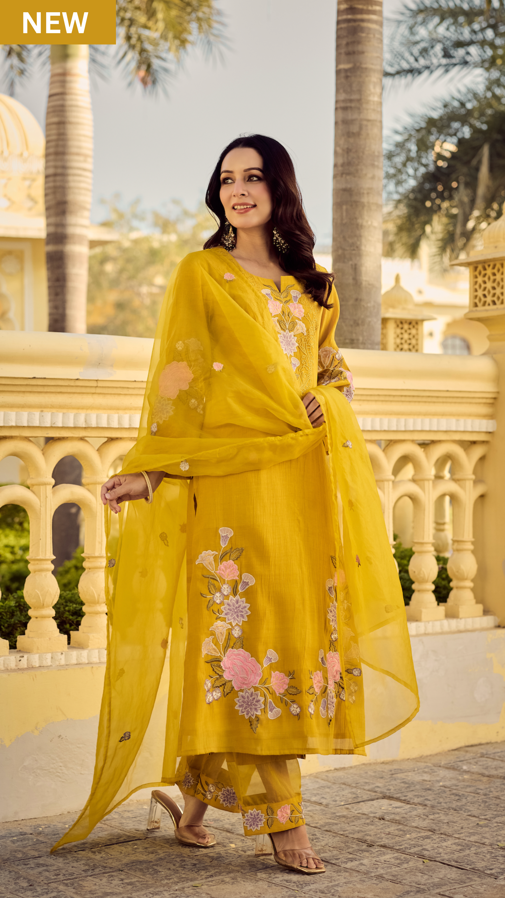 Noor Mustard Embellished Suit Set