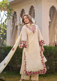 Ivory Blossom Cotton Chiffli Suit Set