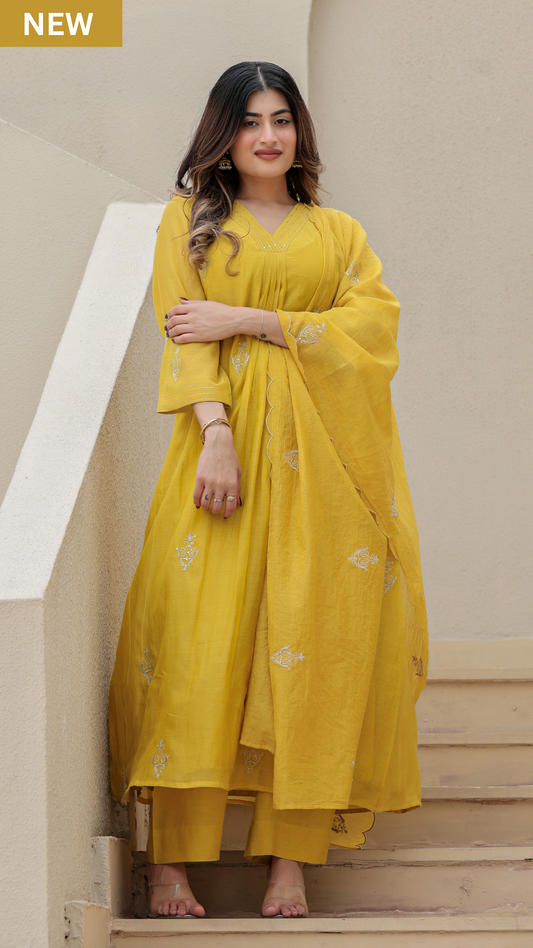 Golden Aura Chanderi Suit Set