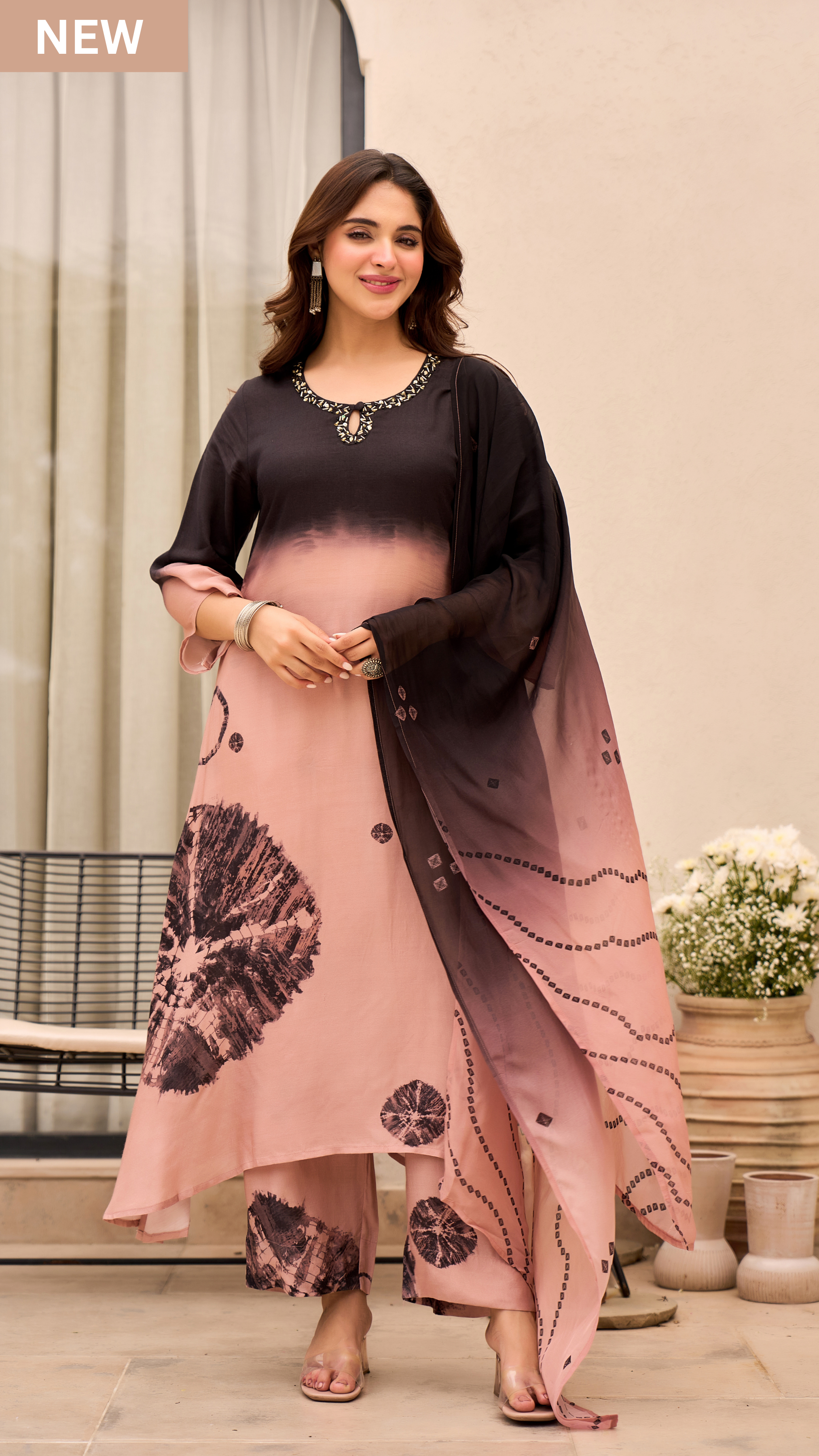 Charcoal Bloom Muslin Suit Set