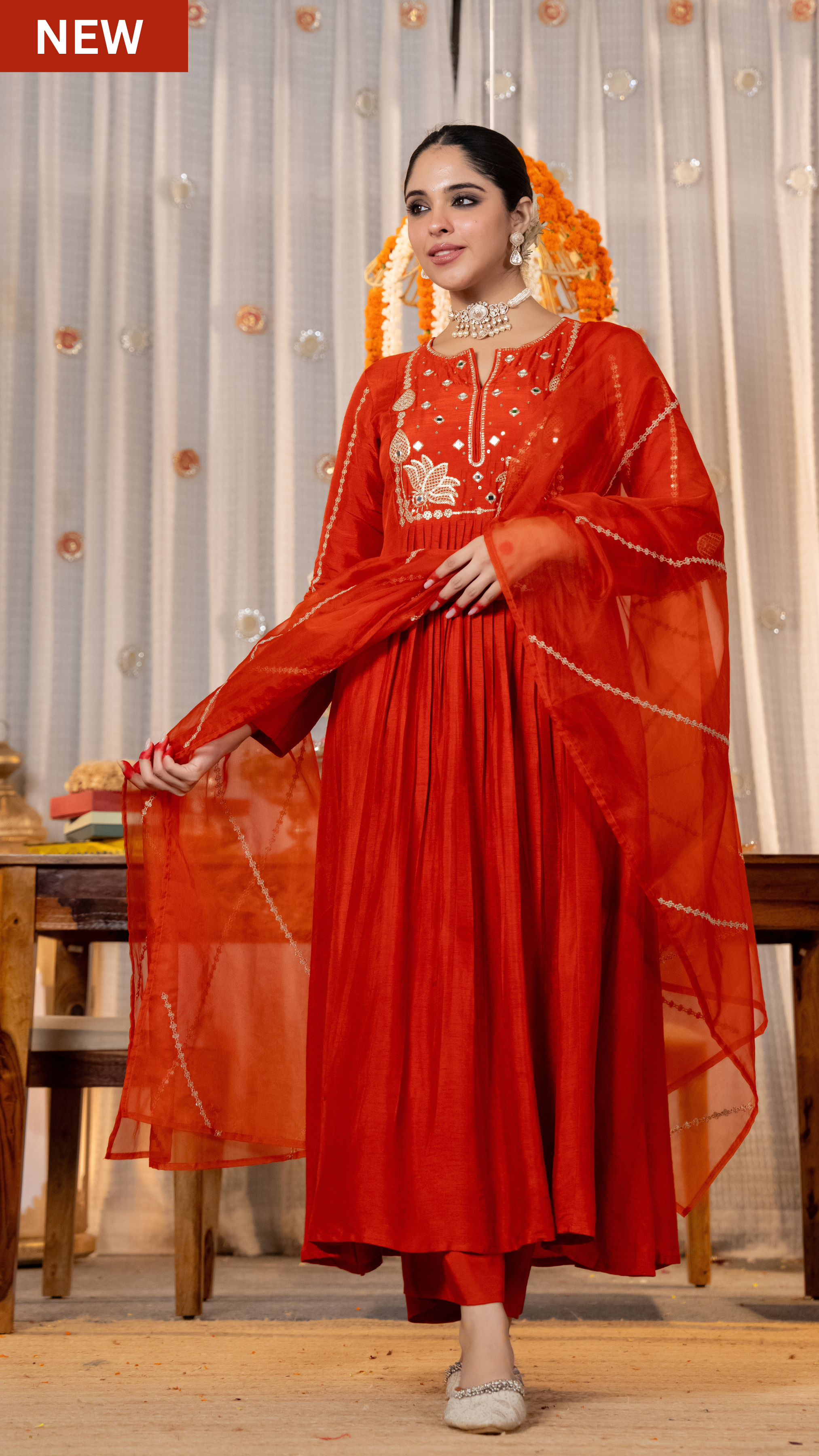 Ruby Flame Russian Silk Suit Set