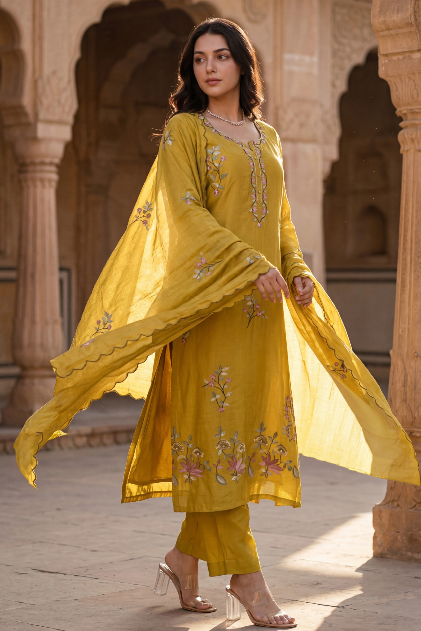 Sunlit Elegance Chanderi Suit Set