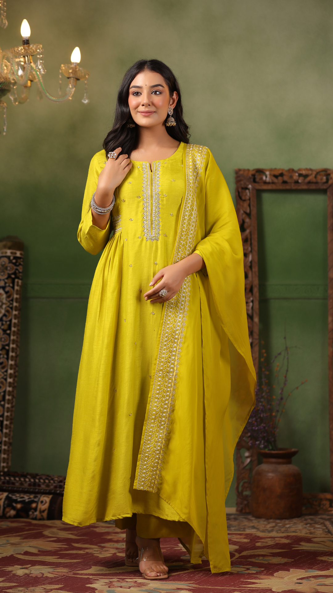 Mustard Silk Suit Set