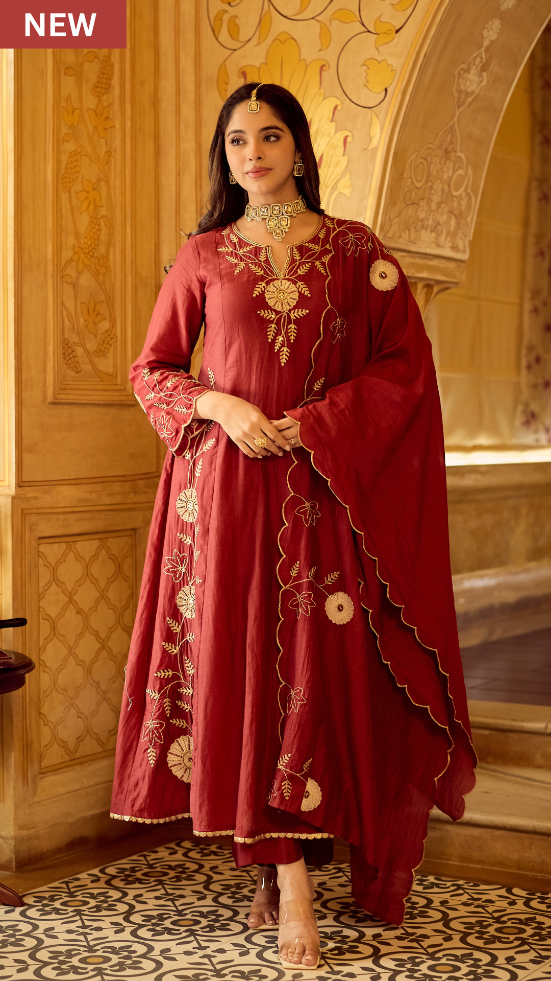 Royal Maroon Chanderi Set