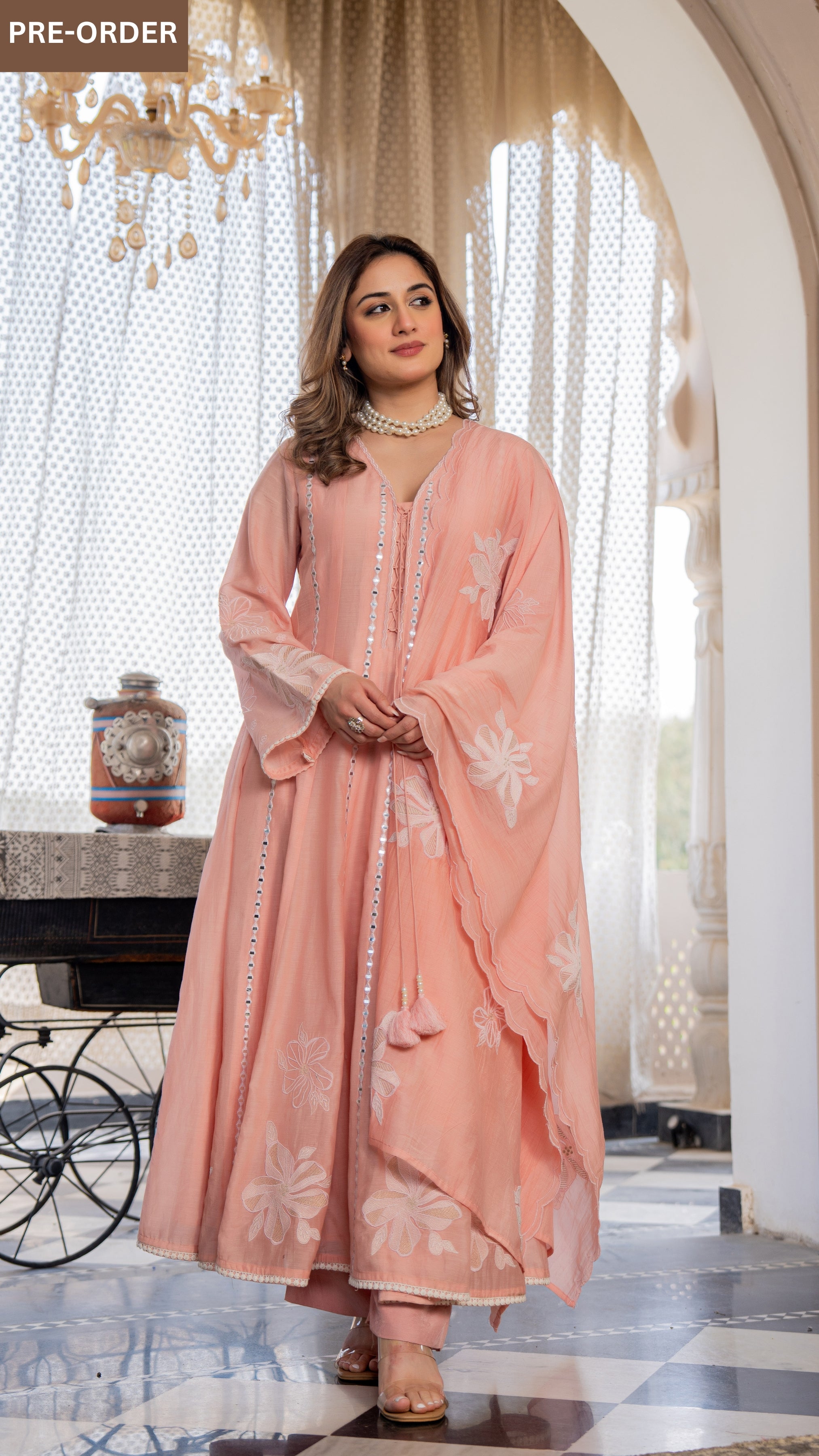 Blush Petal Chanderi Suit Set