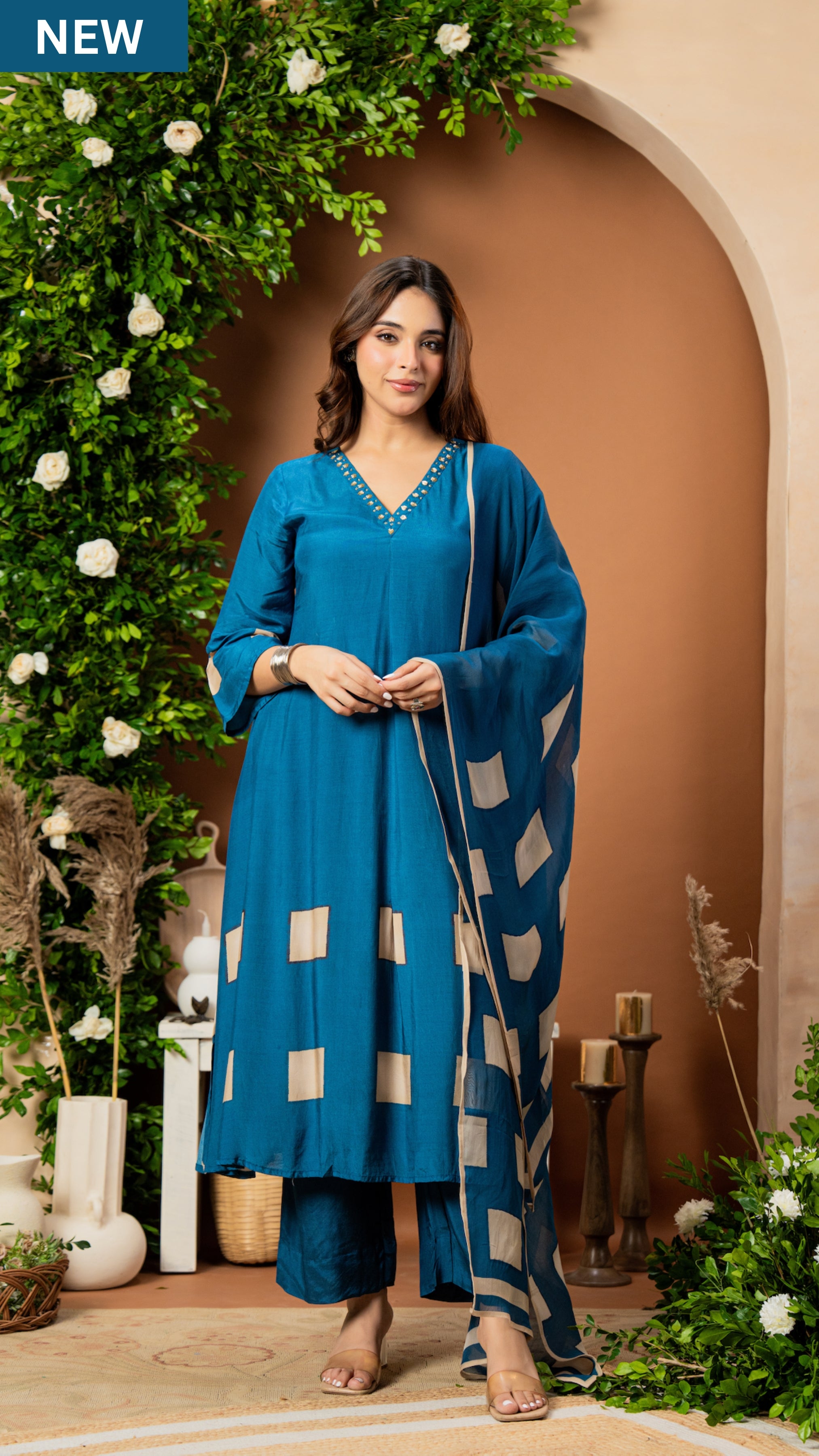 Teal Aura Pure Muslin Suit Set