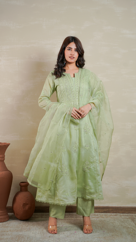 Fern Green Chanderi Suit Set