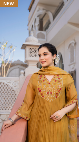Mustard Charm Chanderi Suit Set