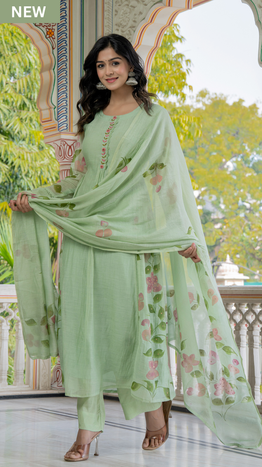 Mint Royale Mul Chanderi Suit Set