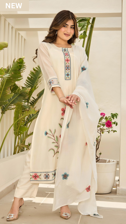 Pearl Essence Mul Chanderi Suit Set