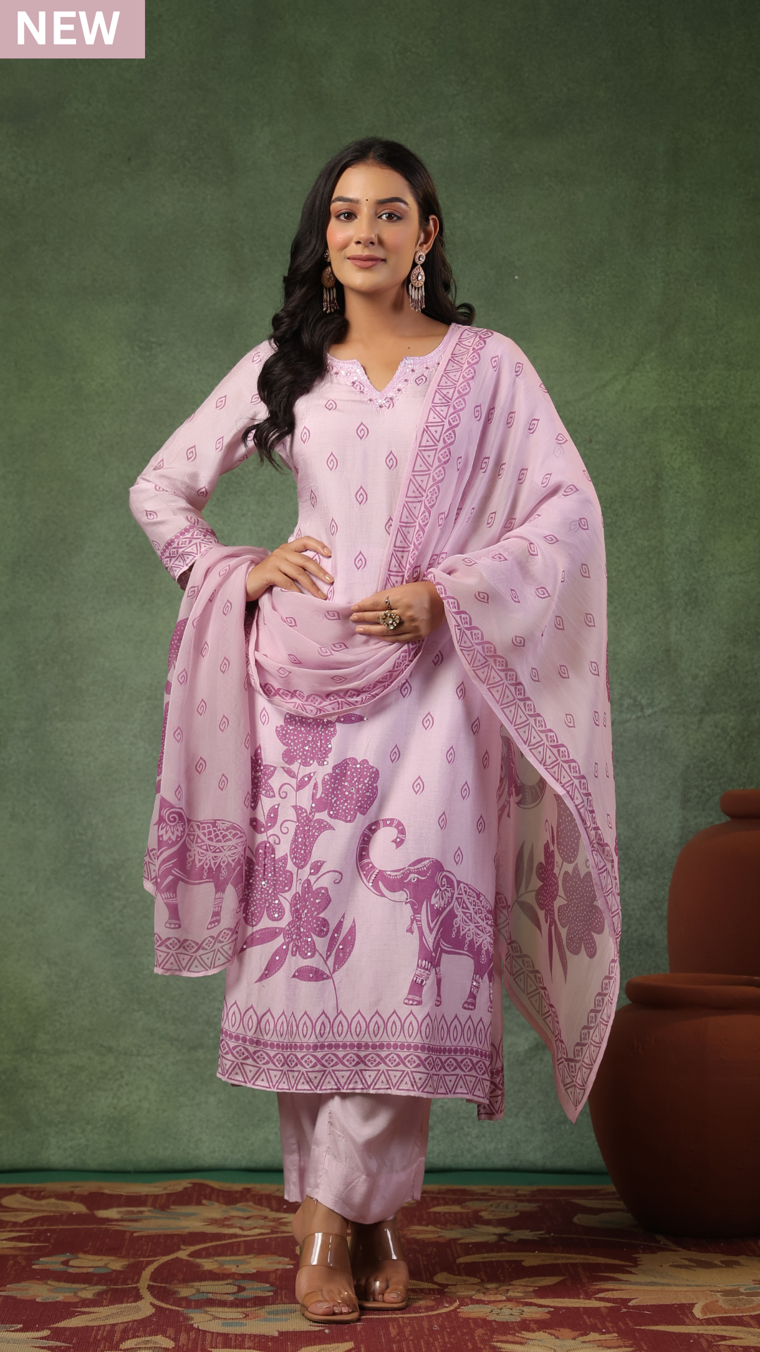 Lilac Bloom Silk Suit Set