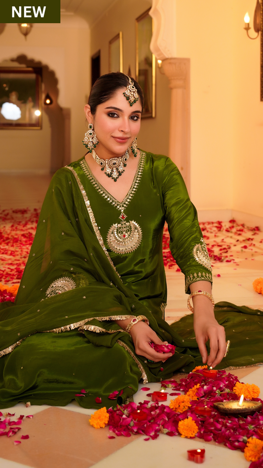 Emerald Grace Crepe Suit Set