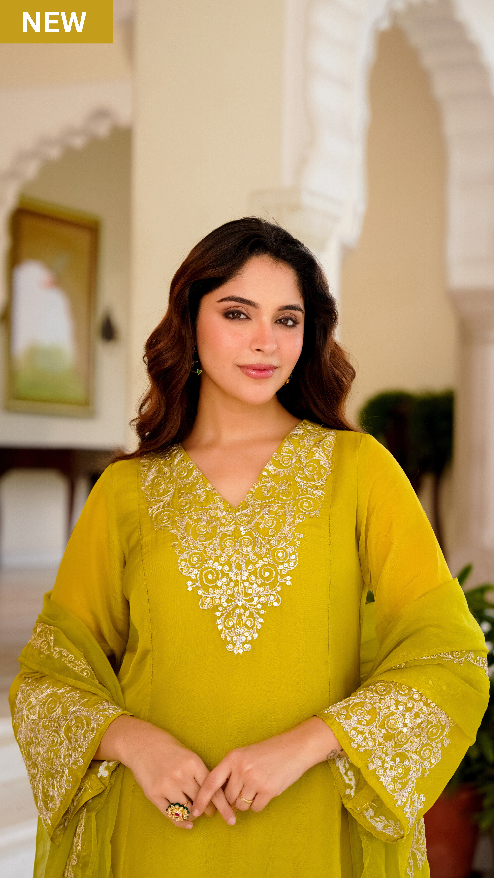 Golden Meadow Organza Suit Set