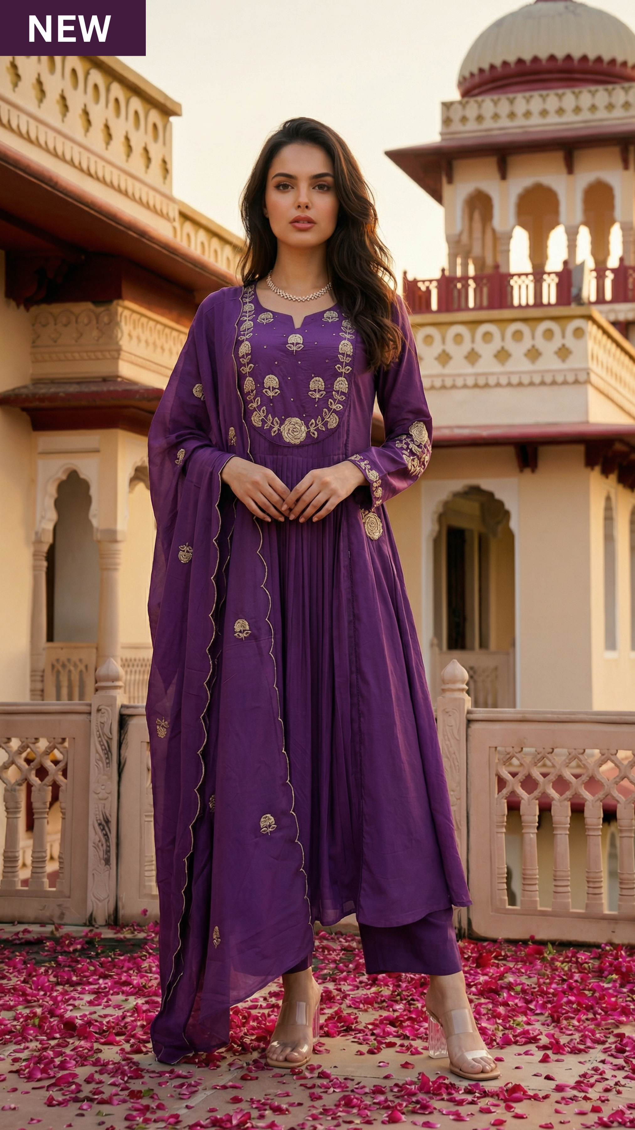 Royal Plum Blossom Cotton Suit Set