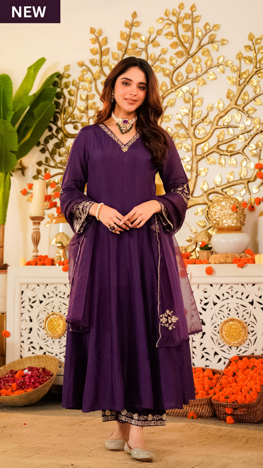 Amethyst Aura Russian Silk Suit Set
