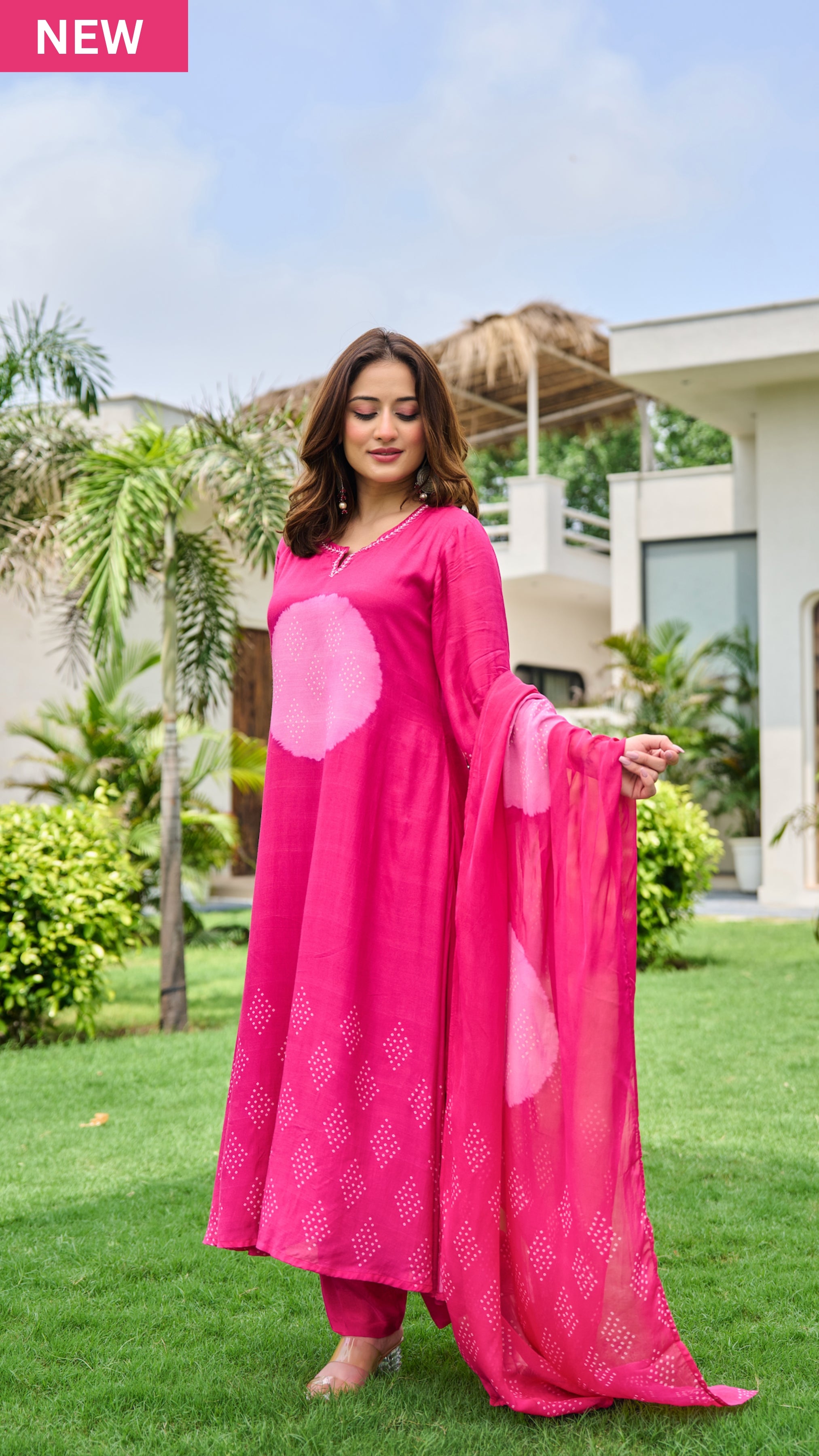 Fuchsia Muslin Printed Suit Set