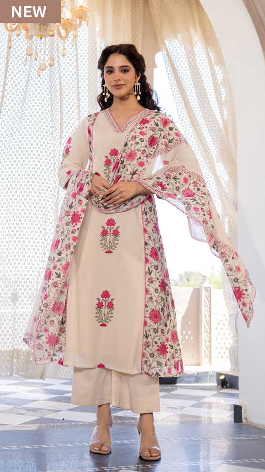 Peach Blossom Cotton Suit Set