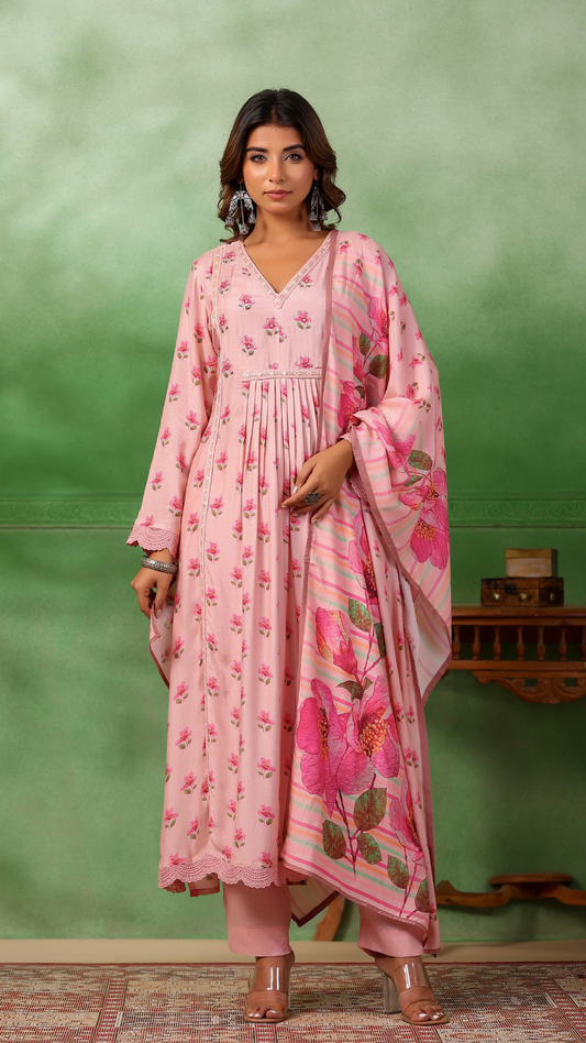 Rose Pink Anarkali Set