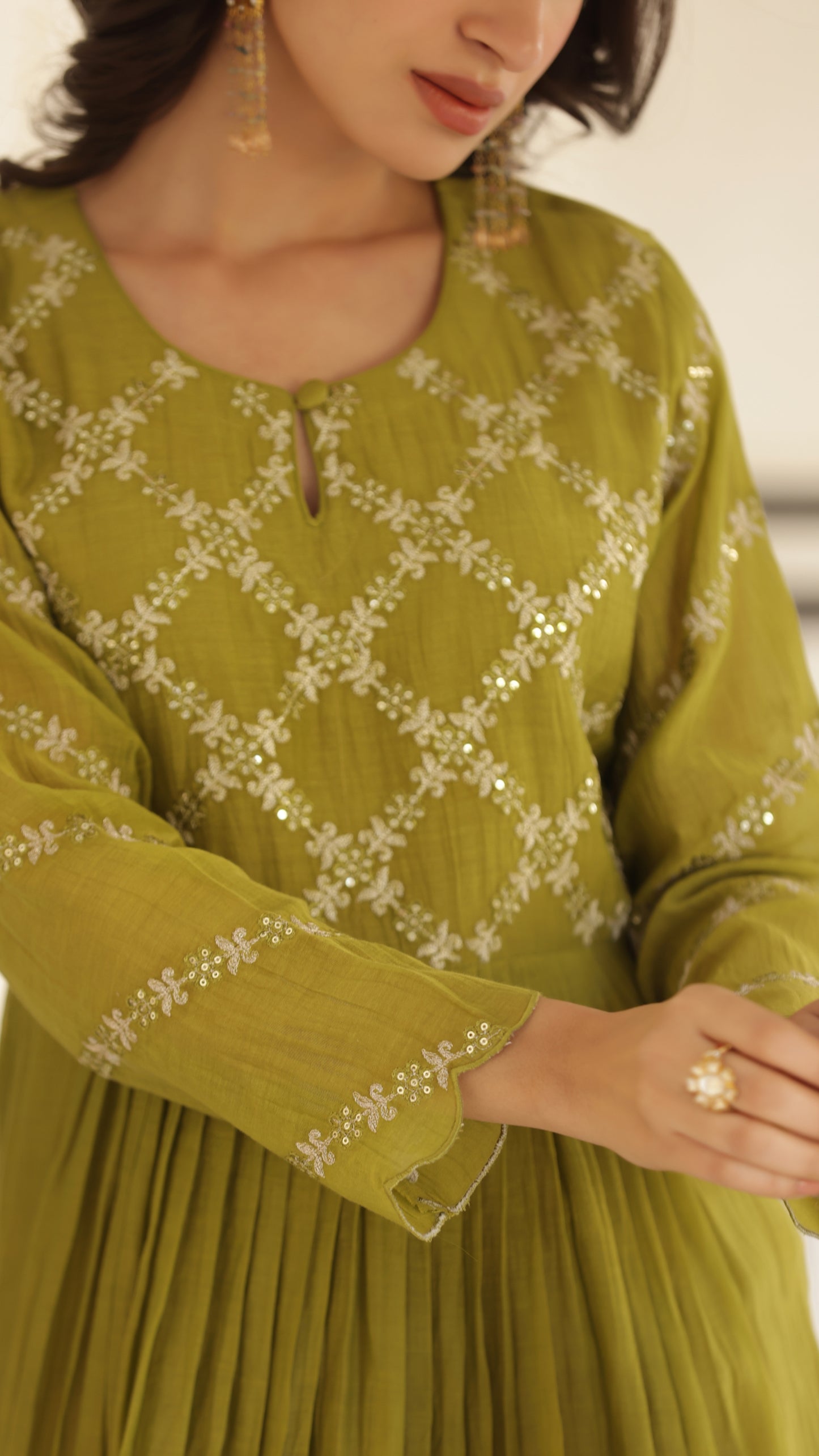 Sage Green Chanderi Suit Set