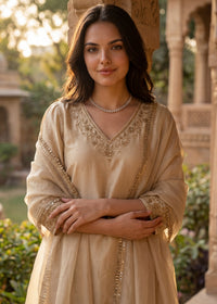 Ivory Bloom Chanderi Suit Set