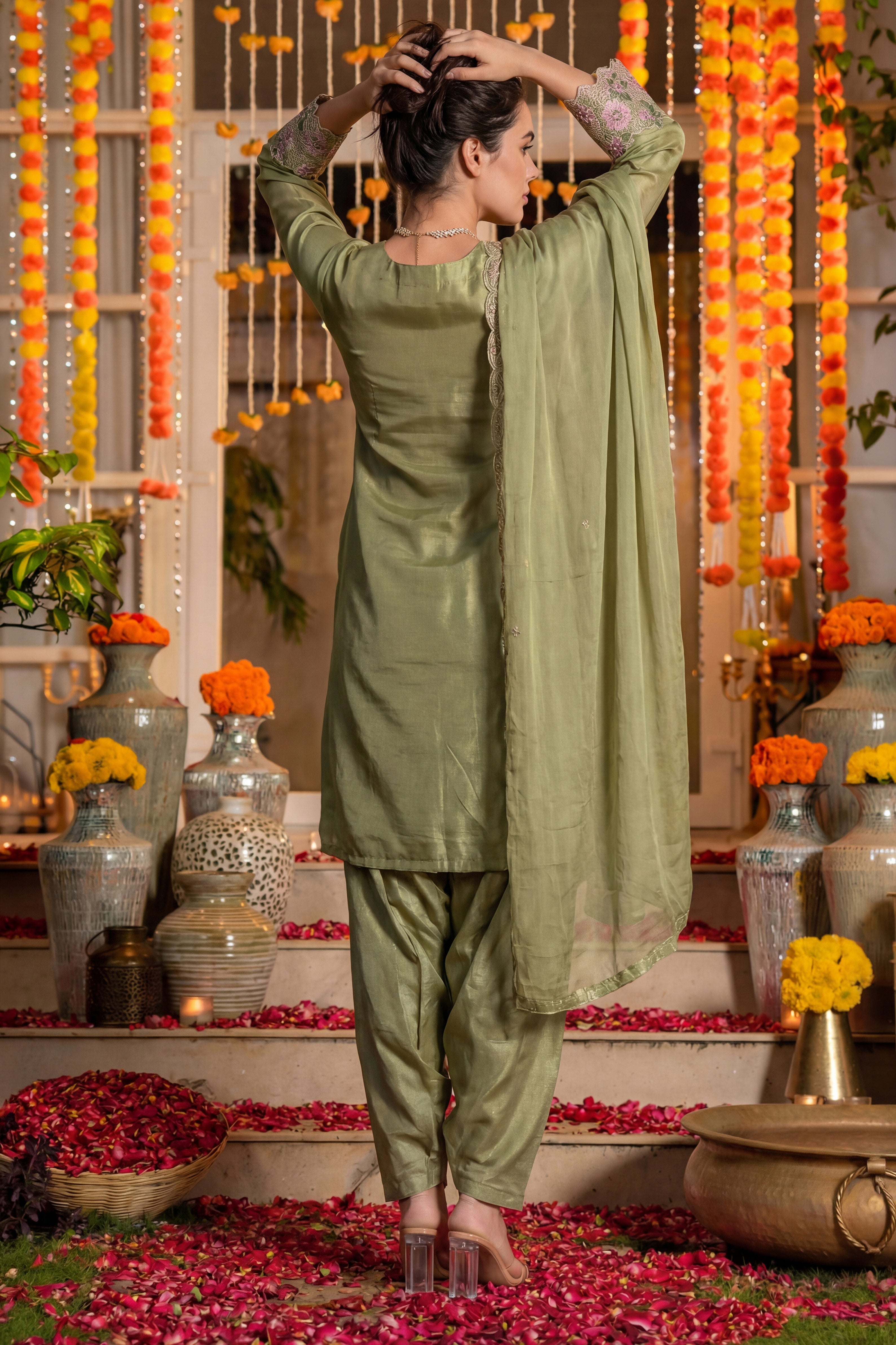 Sage Petal Royale Swiss Tissue Suit Set