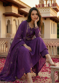 Royal Plum Blossom Cotton Suit Set
