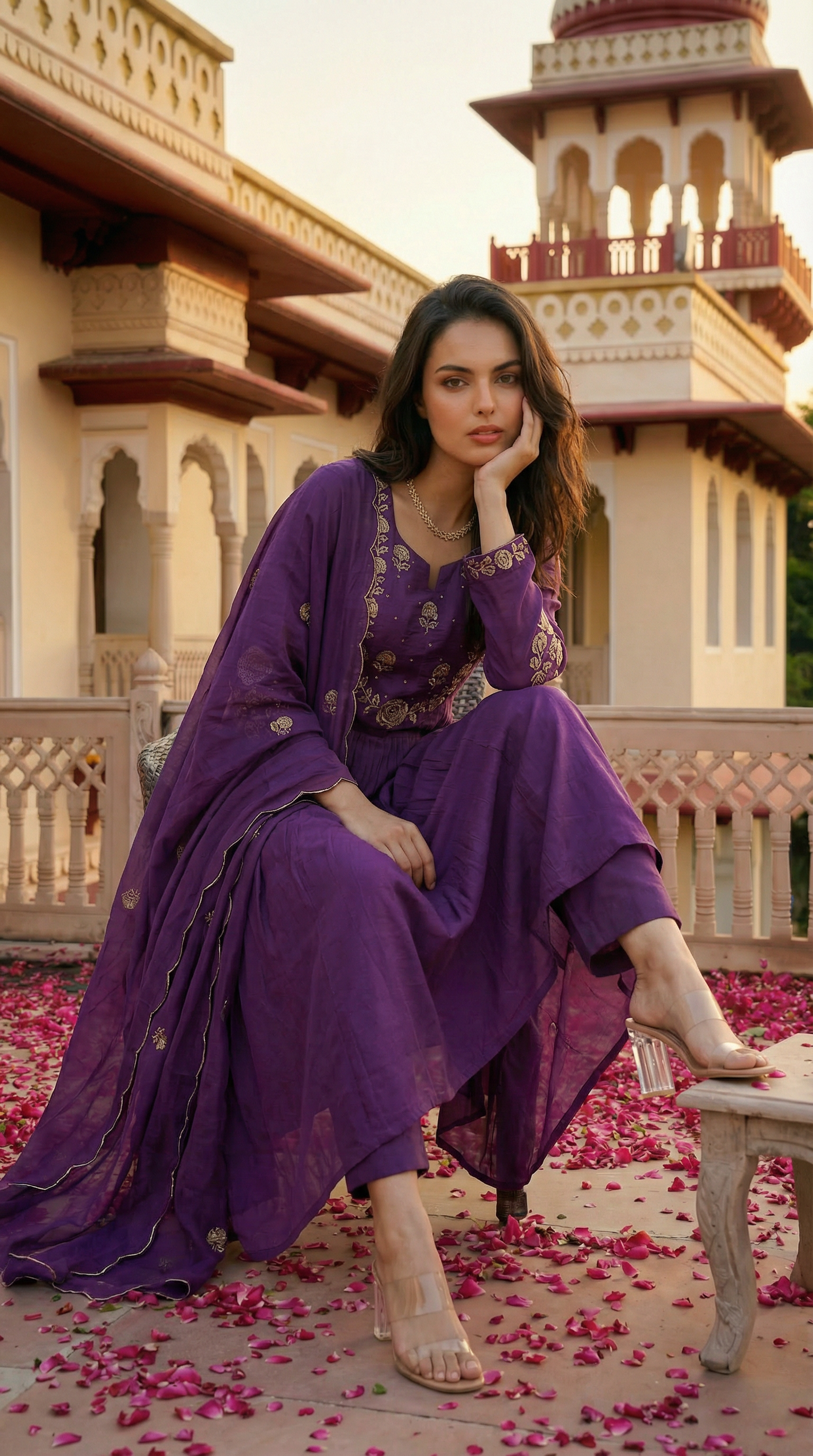 Royal Plum Blossom Cotton Suit Set