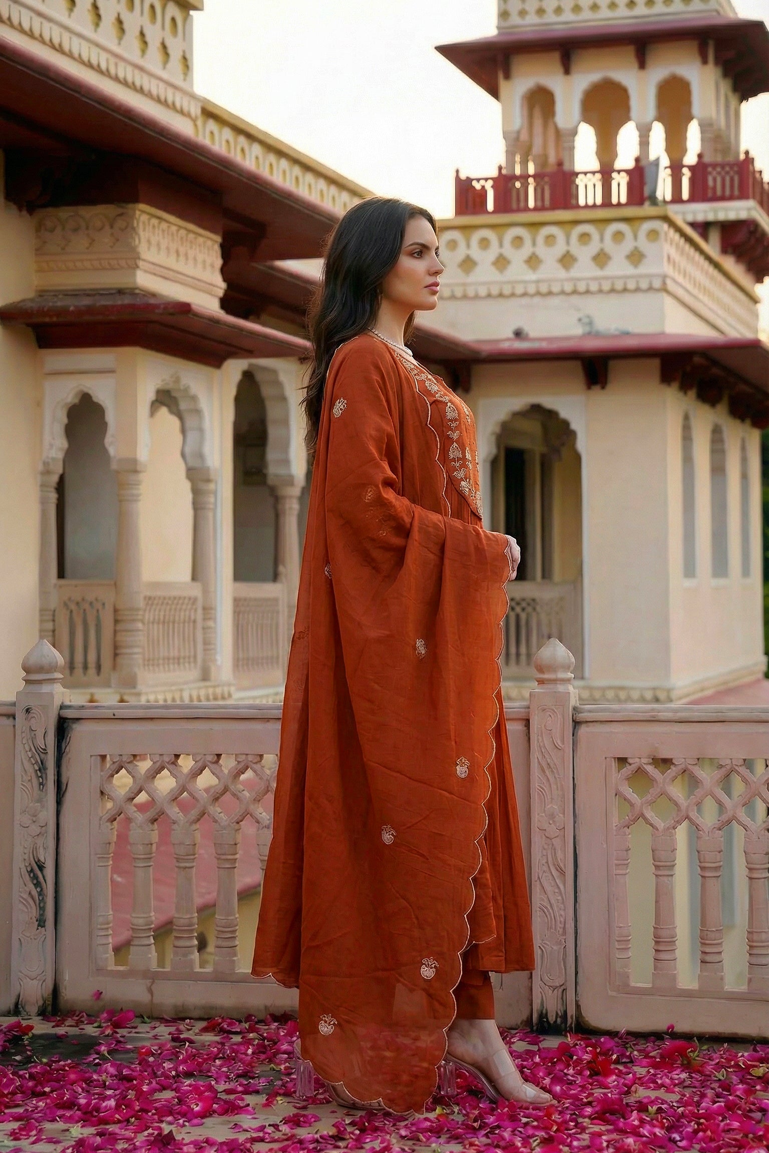 Amber Saffron Rust Cotton Suit Set