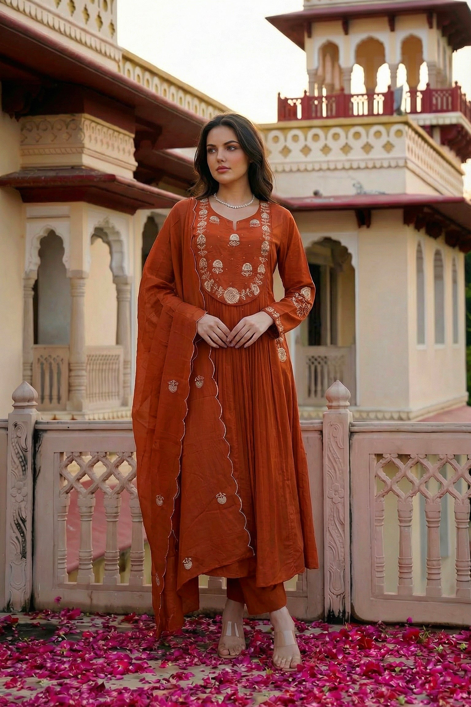 Amber Saffron Rust Cotton Suit Set