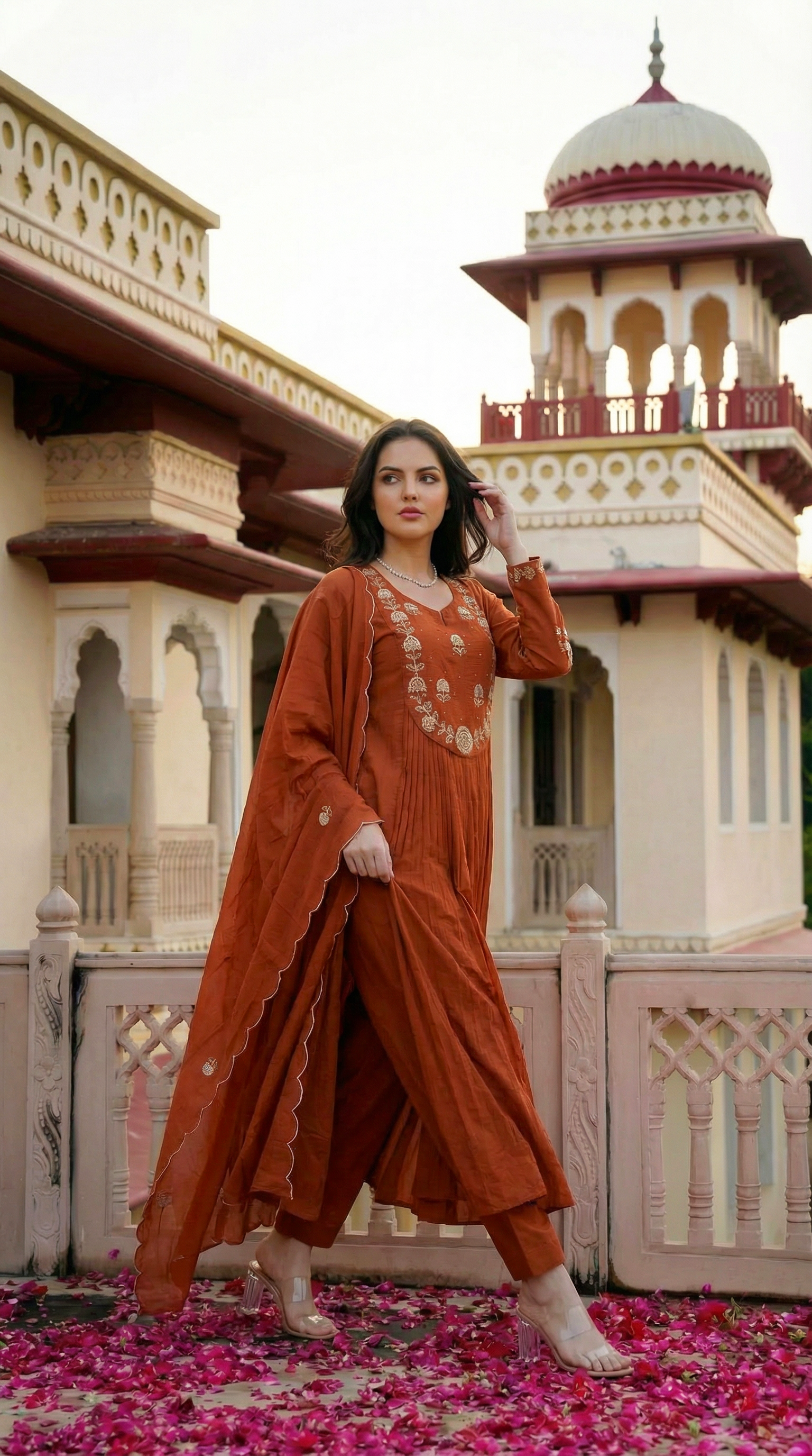 Amber Saffron Rust Cotton Suit Set