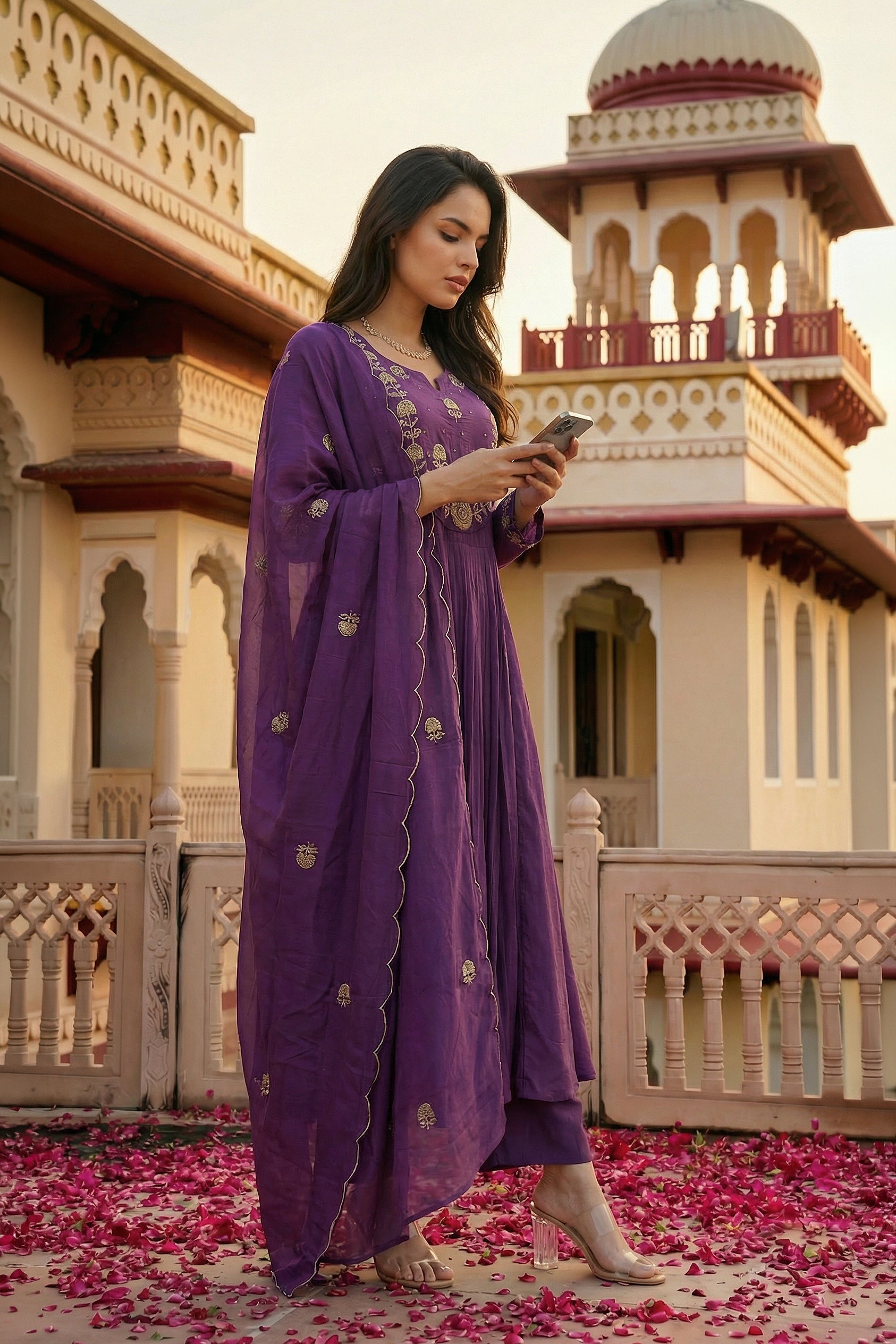 Royal Plum Blossom Cotton Suit Set