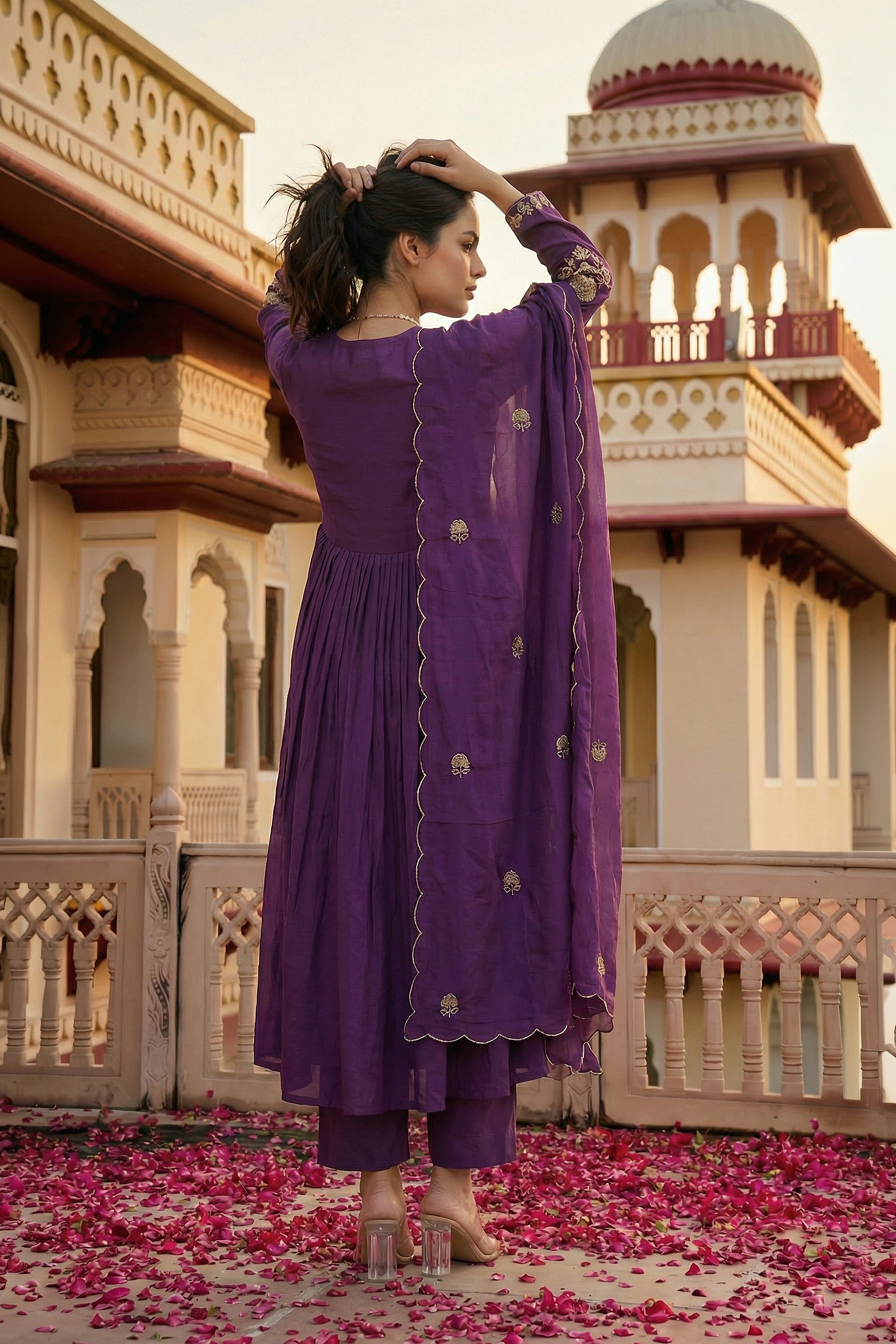Royal Plum Blossom Cotton Suit Set
