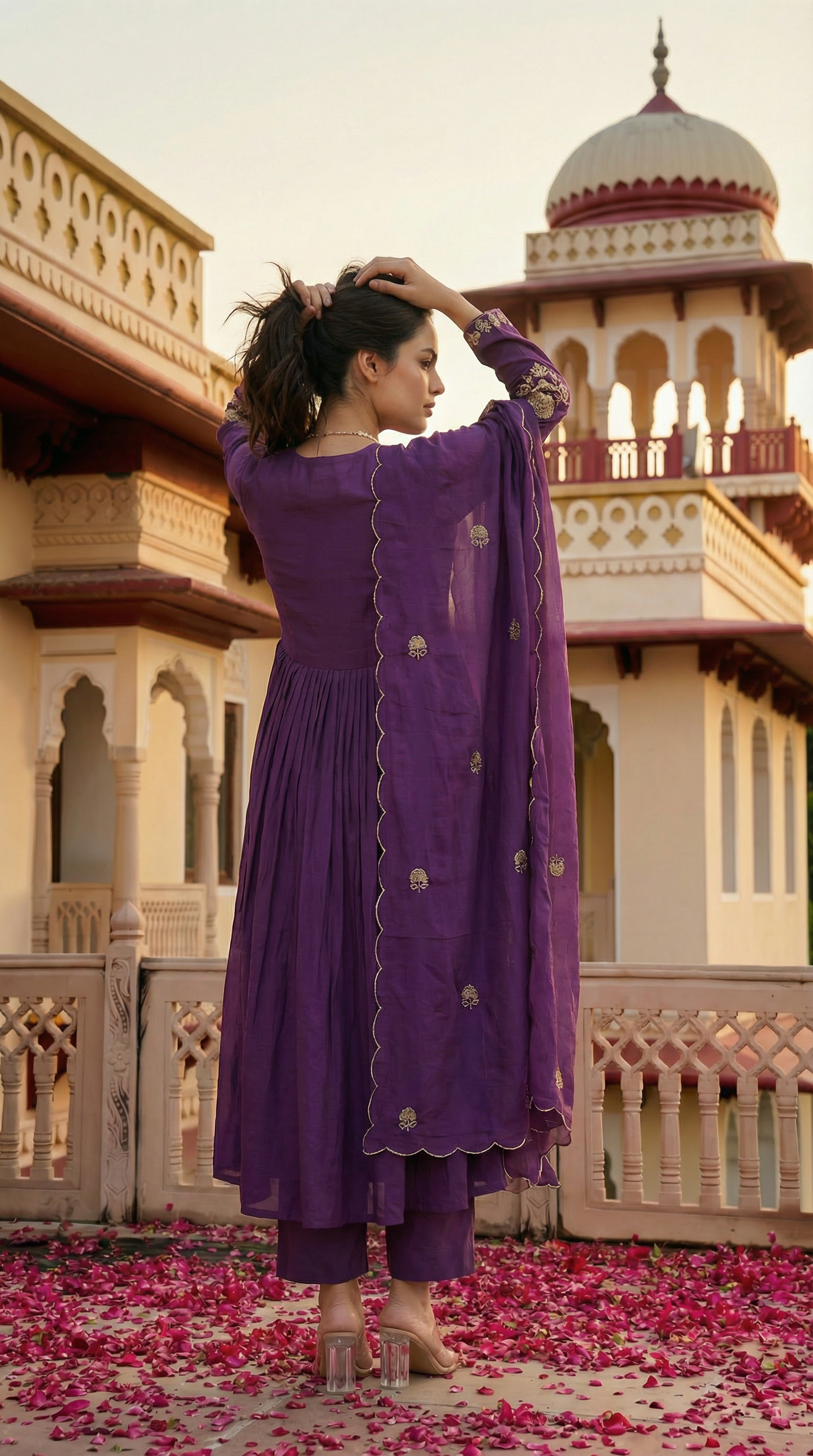 Royal Plum Blossom Cotton Suit Set