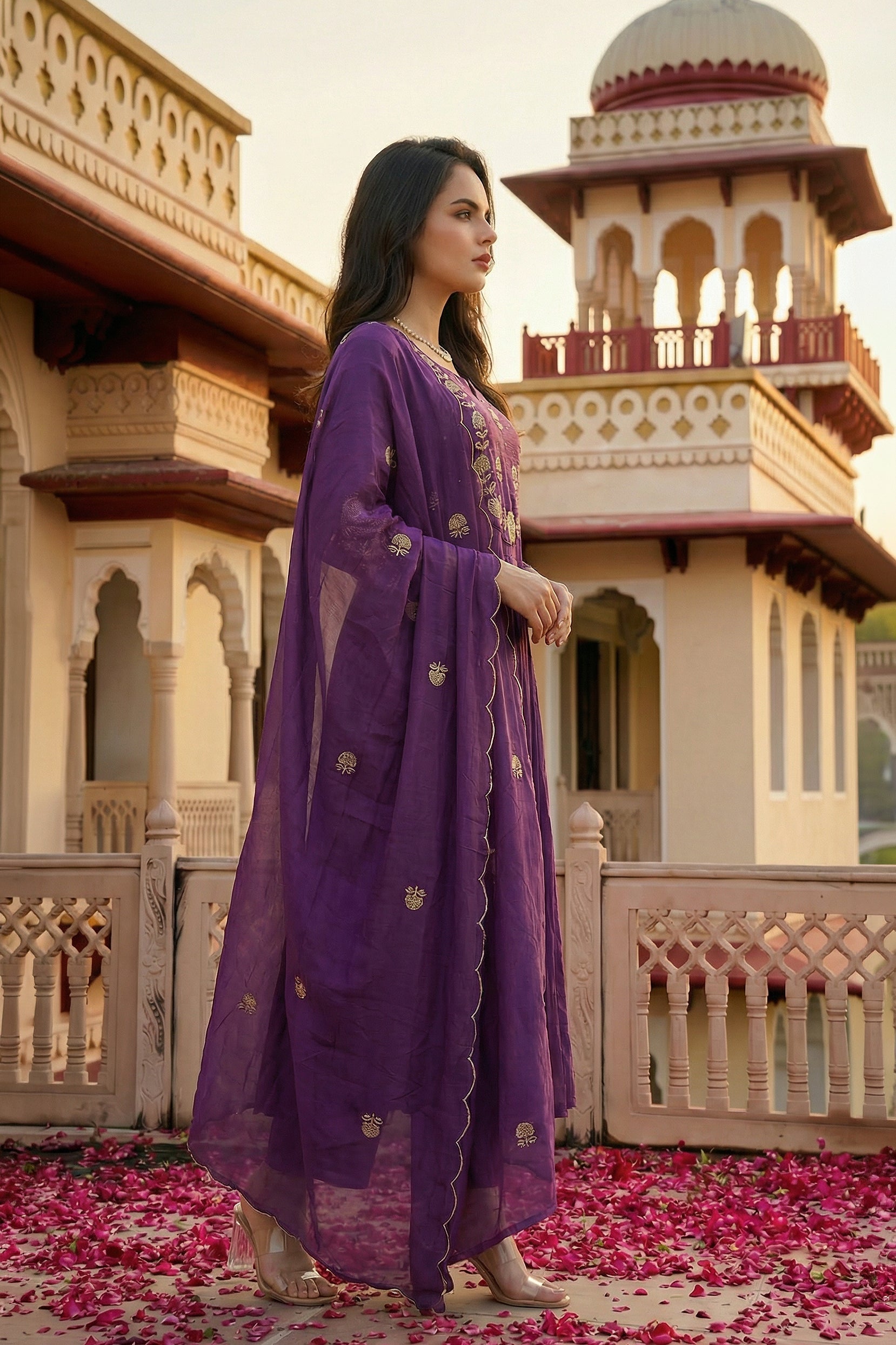 Royal Plum Blossom Cotton Suit Set