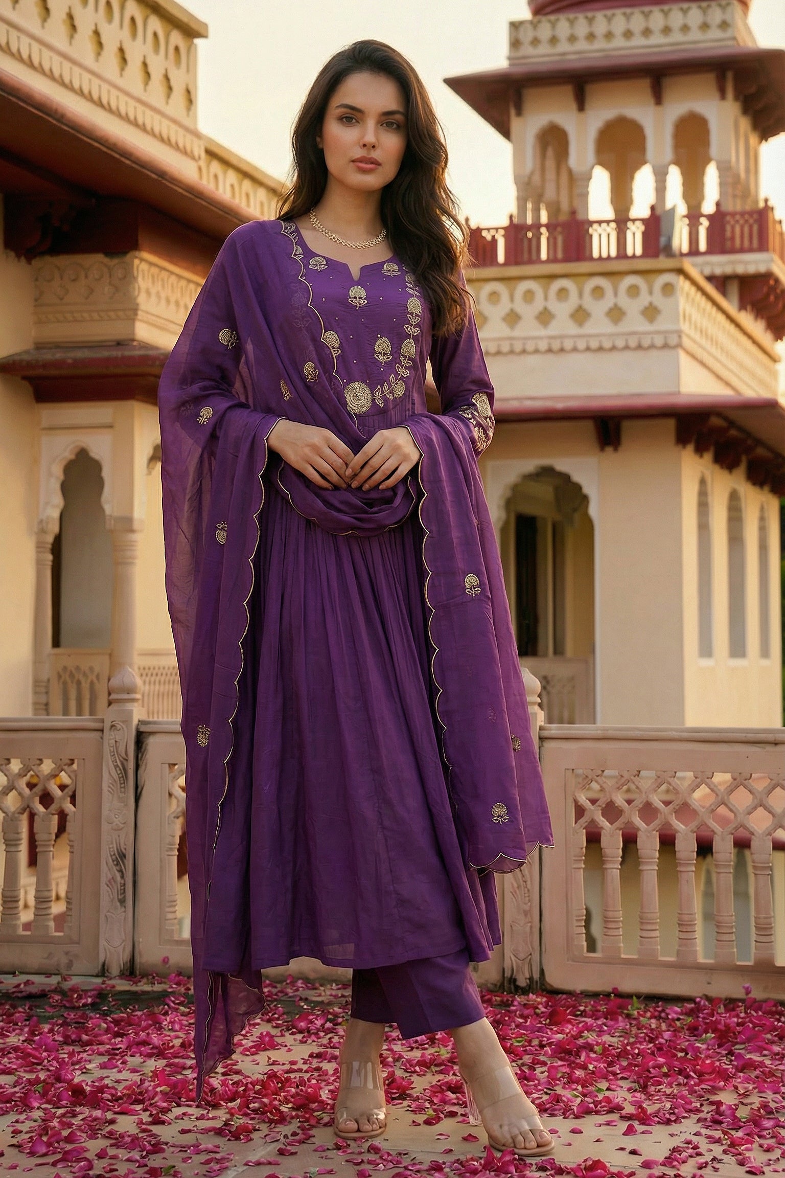 Royal Plum Blossom Cotton Suit Set