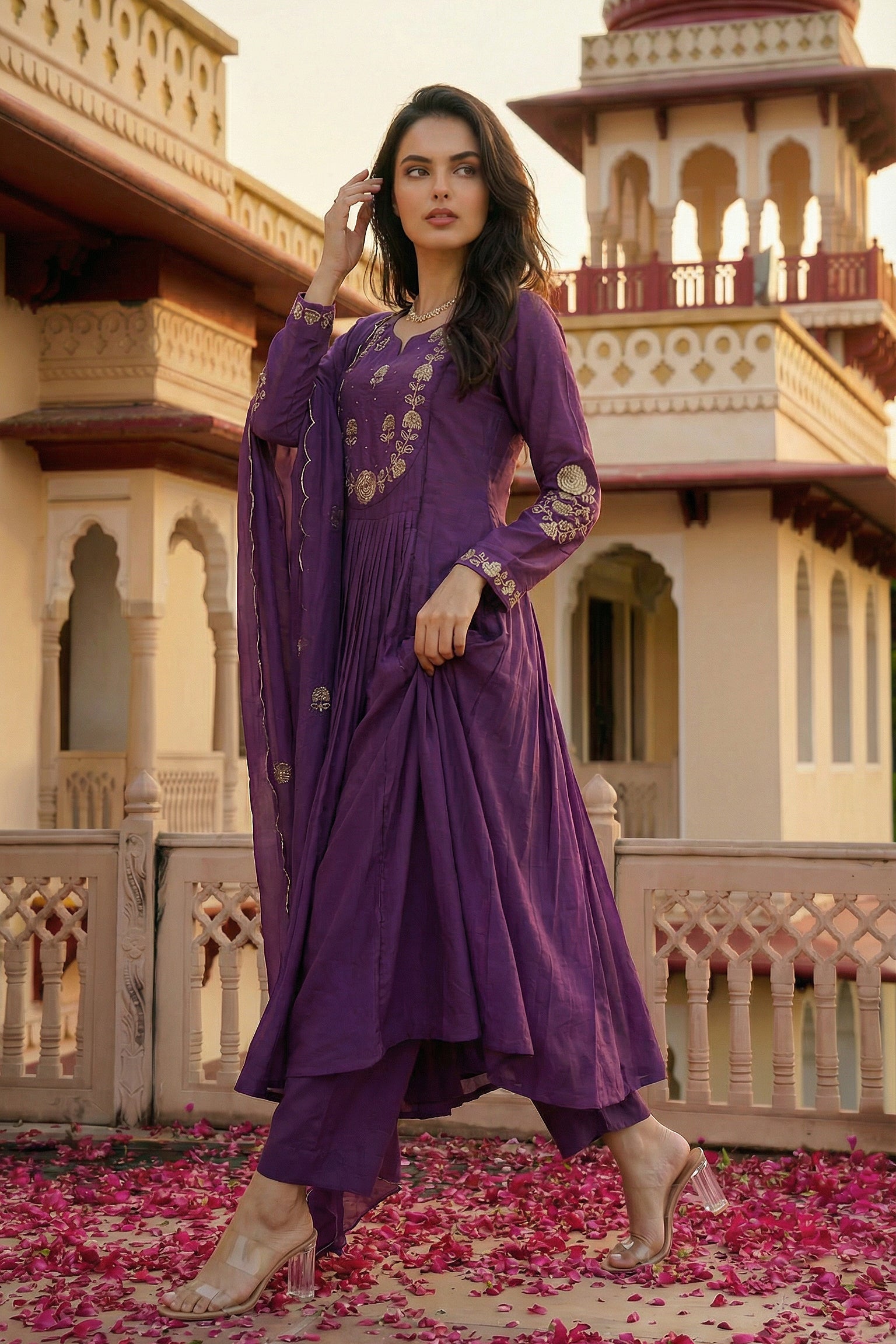 Royal Plum Blossom Cotton Suit Set