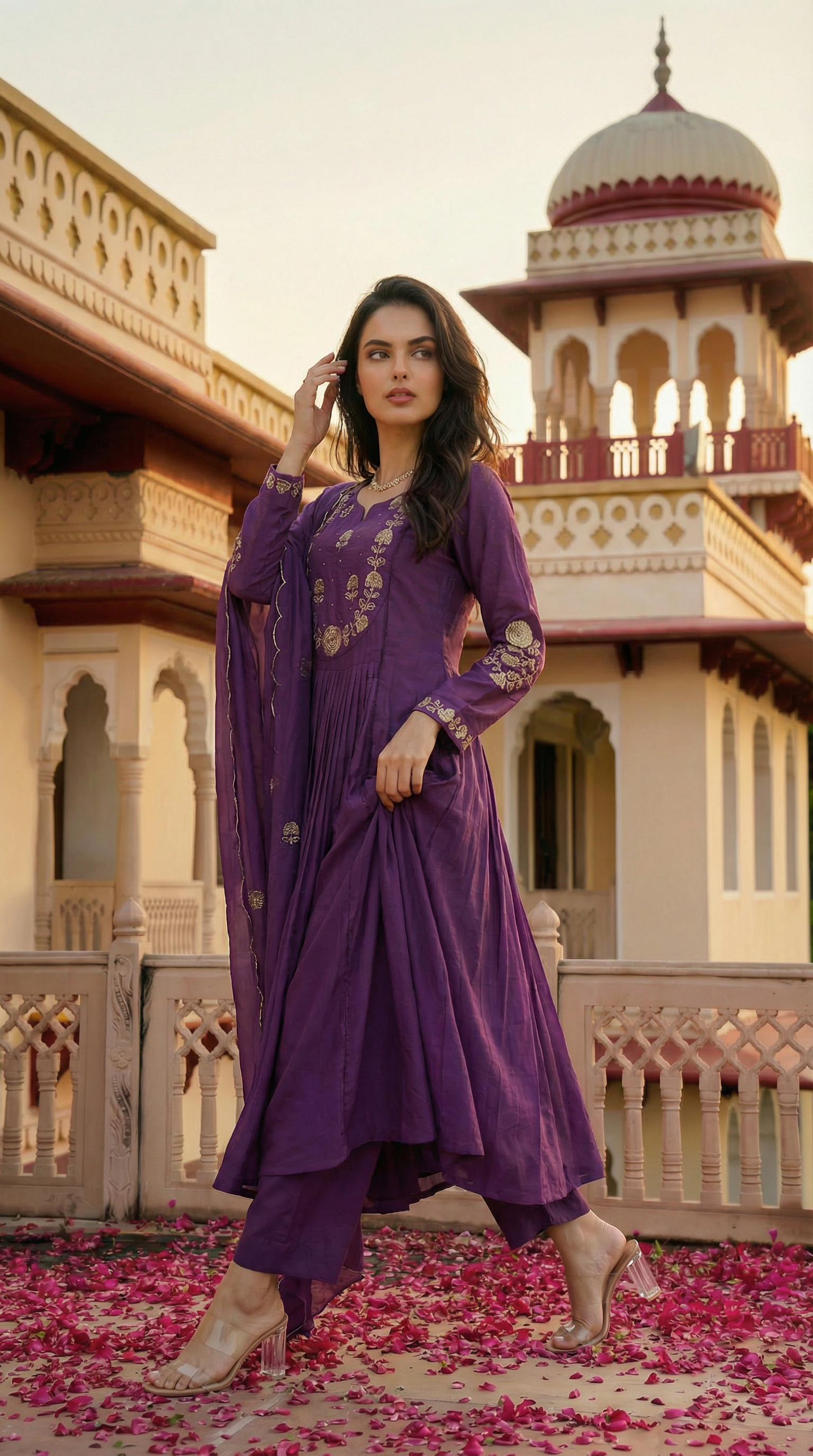 Royal Plum Blossom Cotton Suit Set