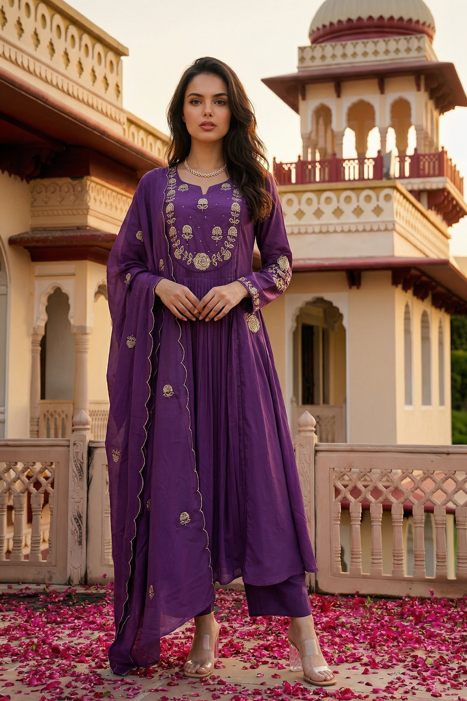 Royal Plum Blossom Cotton Suit Set