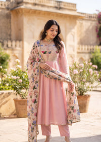 Blush Gulab Chanderi Embroidered Suit Set