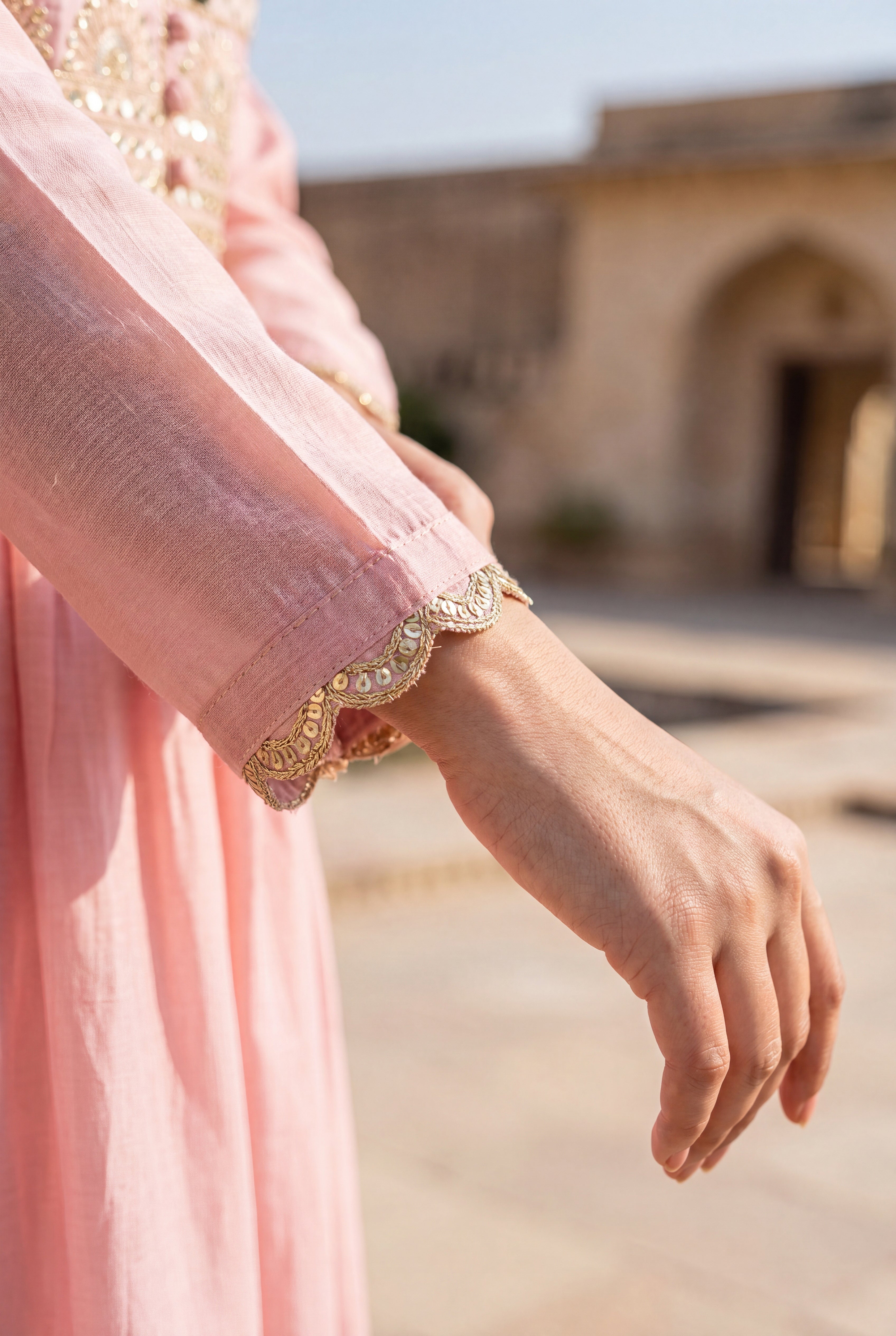 Blush Gulab Chanderi Embroidered Suit Set