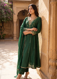 Forest Bloom Mul Chanderi Suit Set