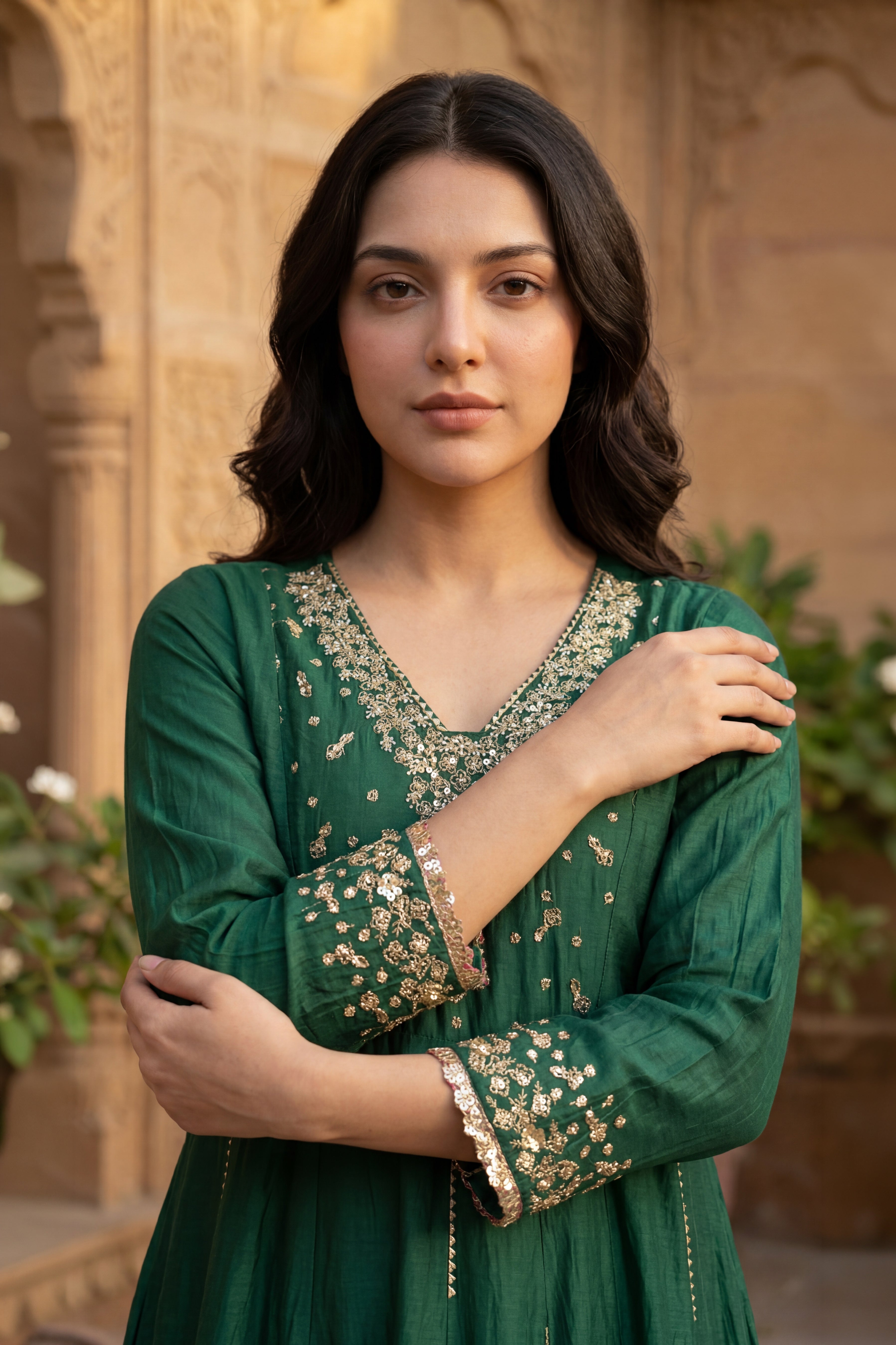 Forest Bloom Mul Chanderi Suit Set
