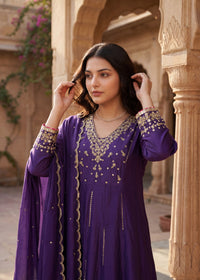 Regal Berry Mul Chanderi Suit Set
