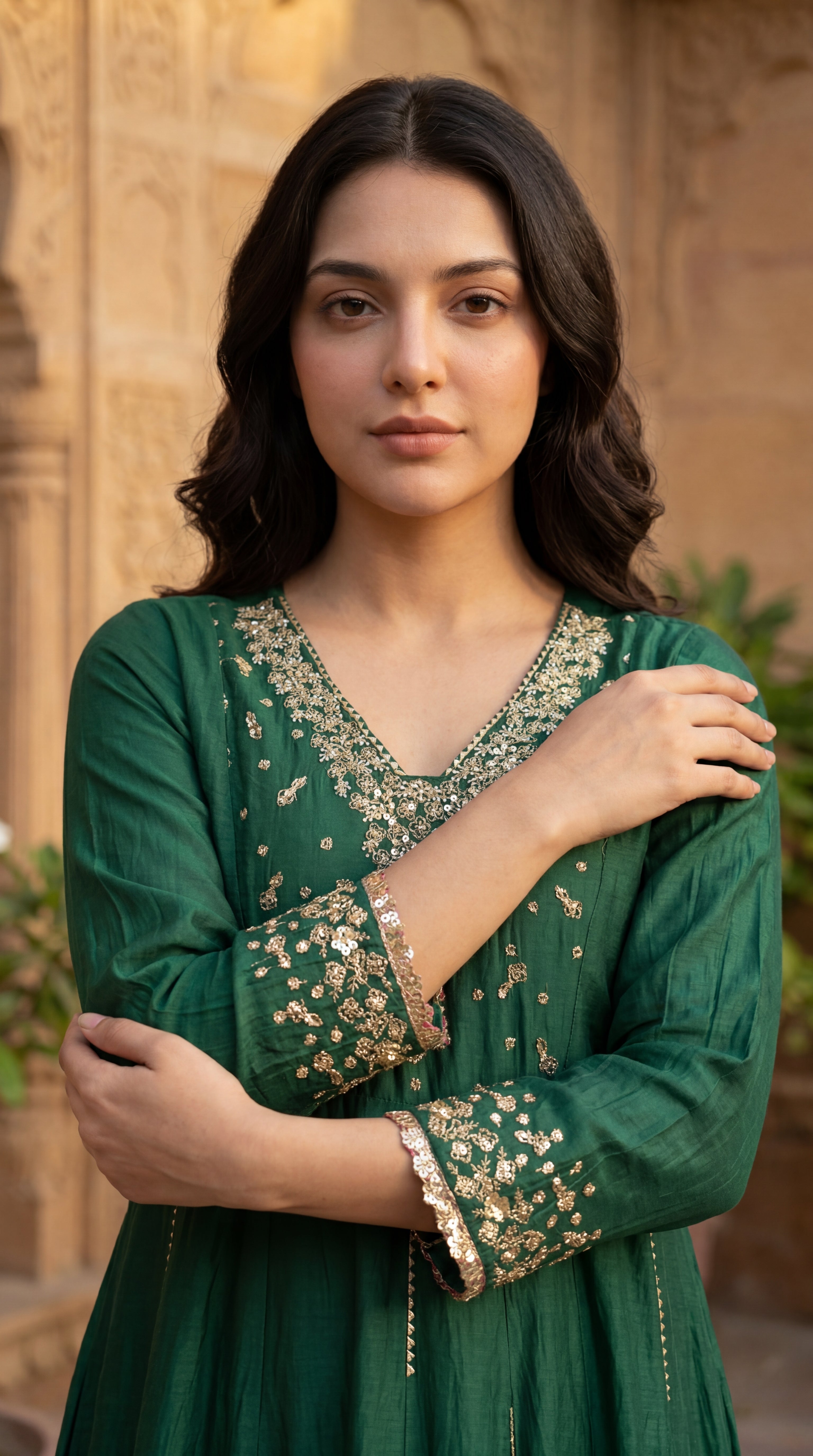 Forest Bloom Mul Chanderi Suit Set