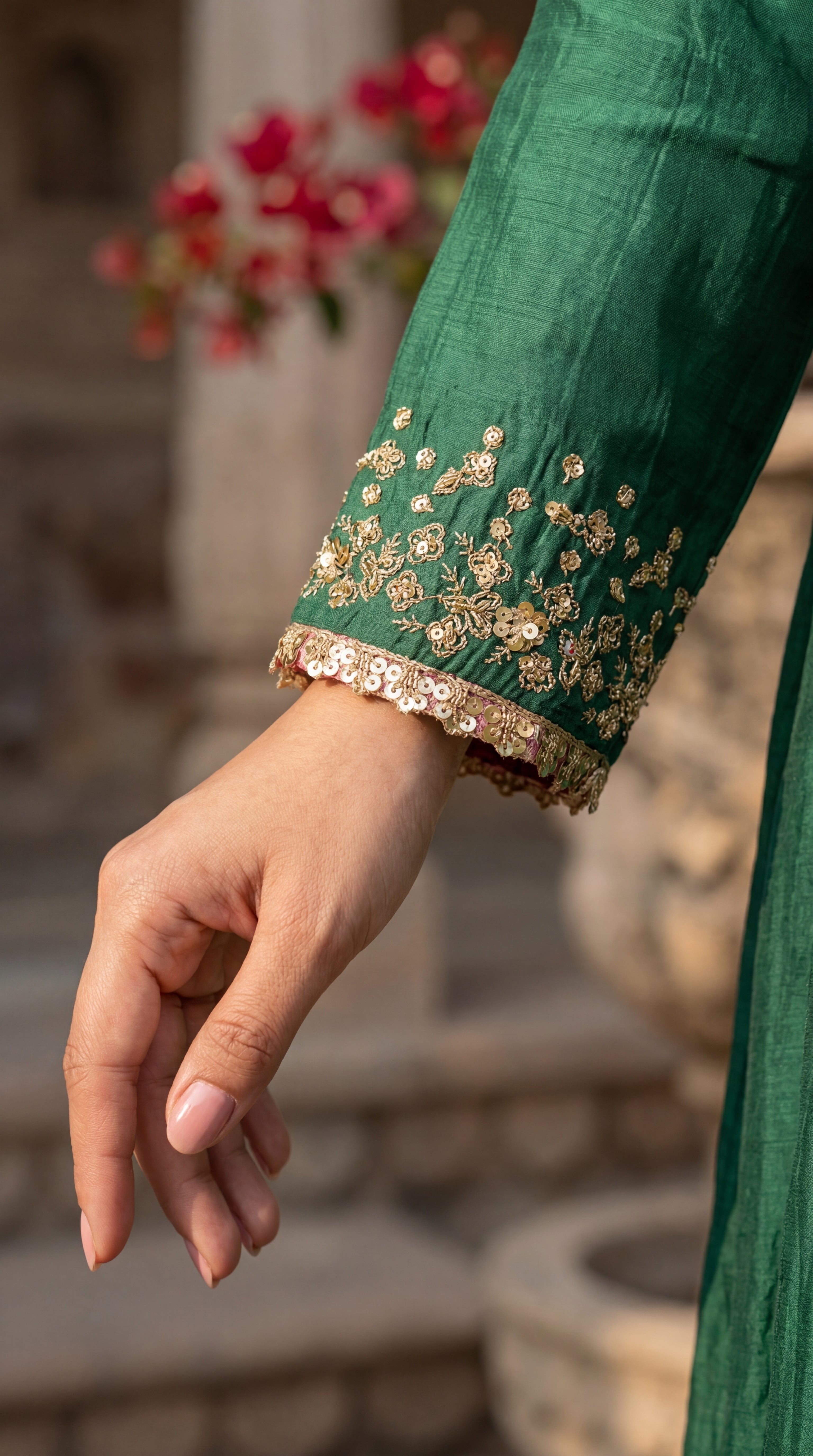 Forest Bloom Mul Chanderi Suit Set