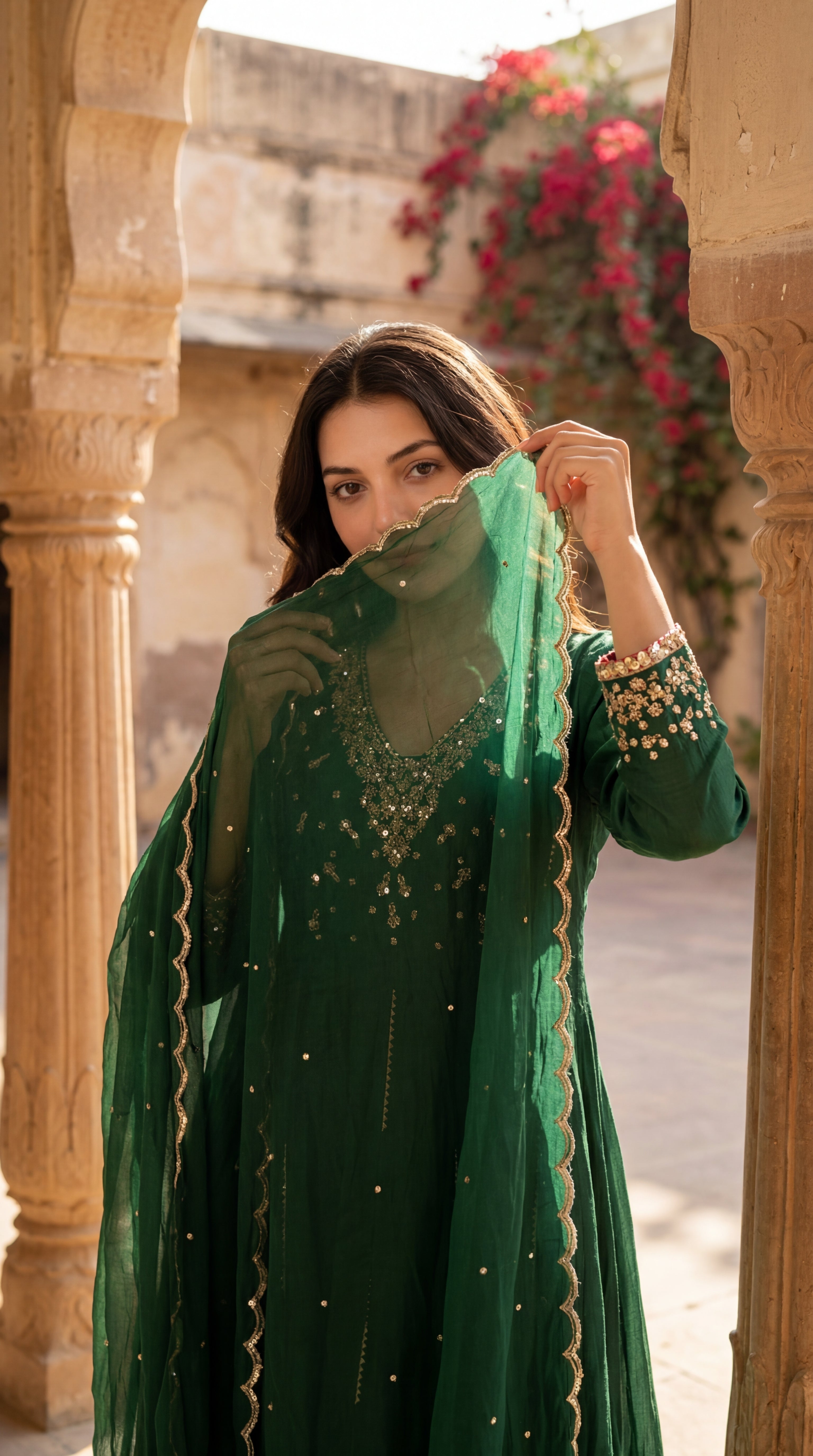 Forest Bloom Mul Chanderi Suit Set