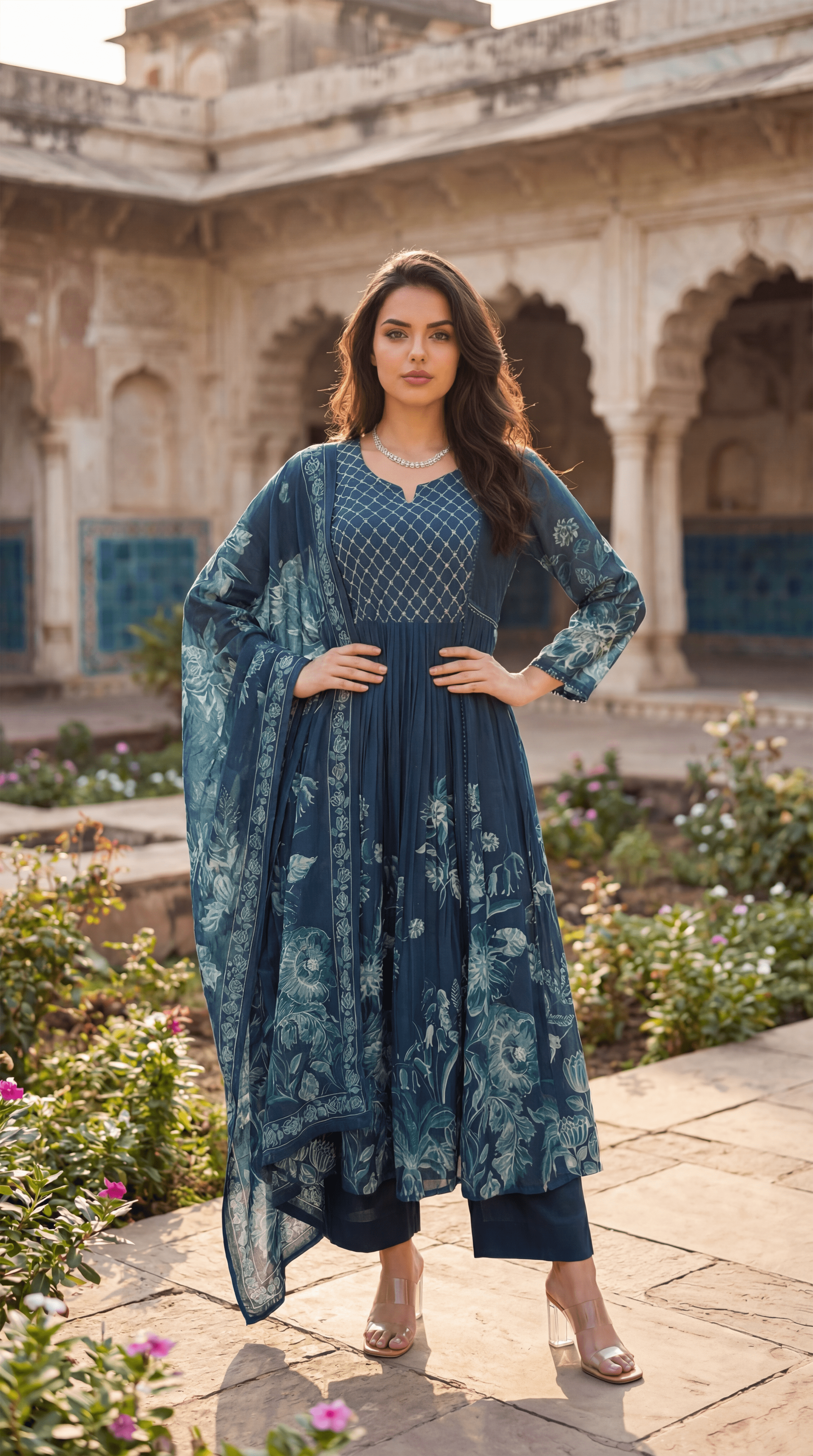 Teal Floral Flow Suit Set